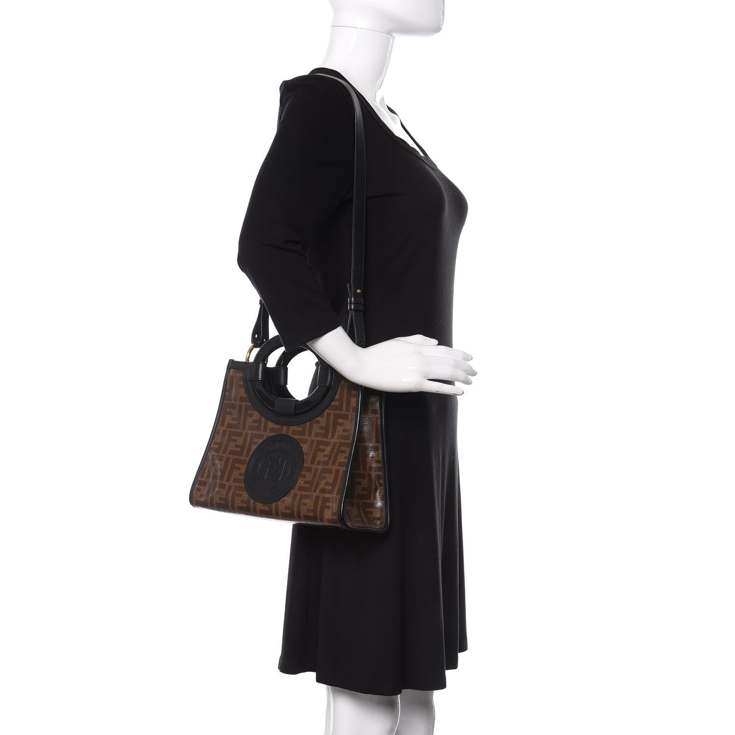 Fendi Runaway Glazed Canvas 1974 FF Stamp Small Shoulder Bag