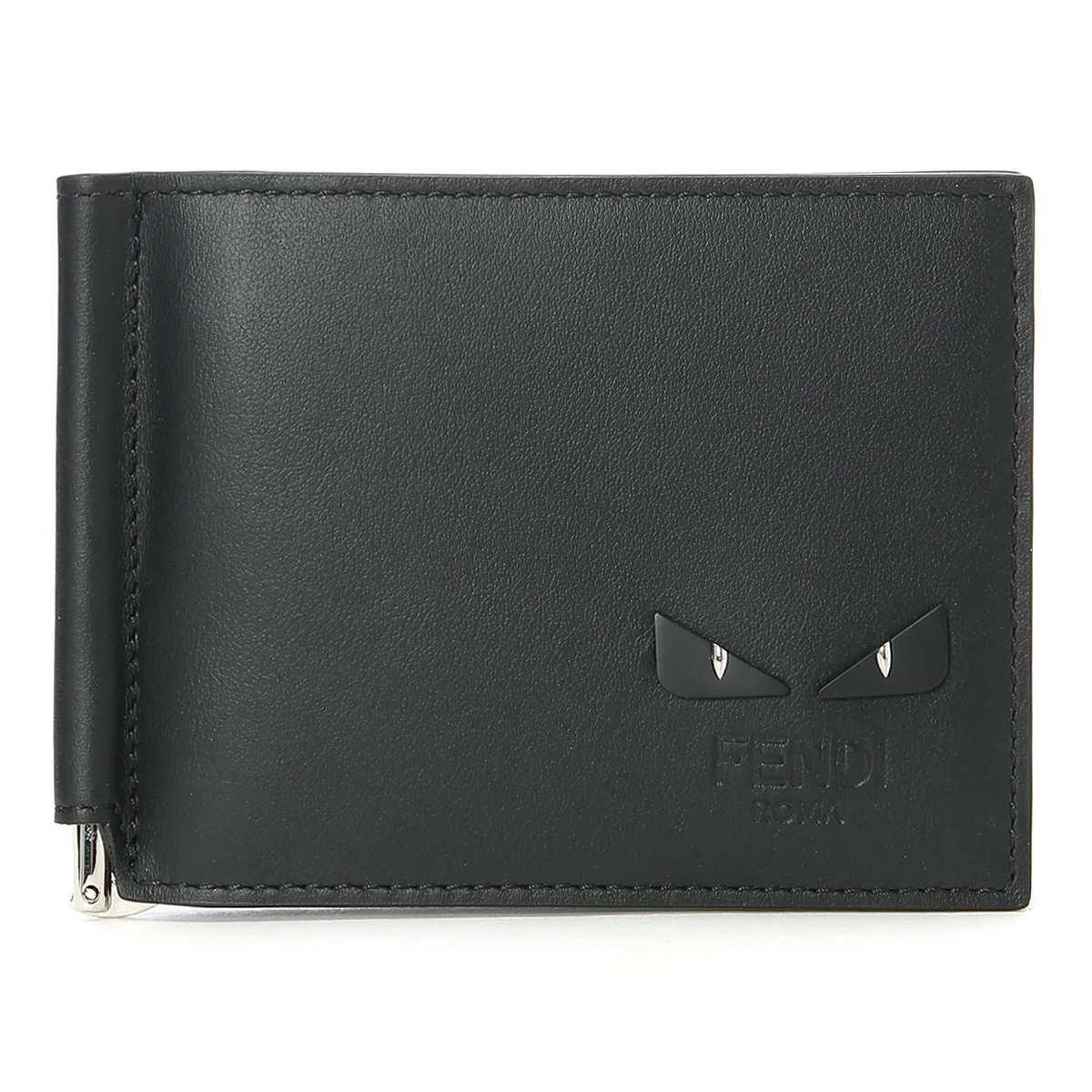 Fendi See You Bugs Black Smooth Calf Leather Money Clip Bifold