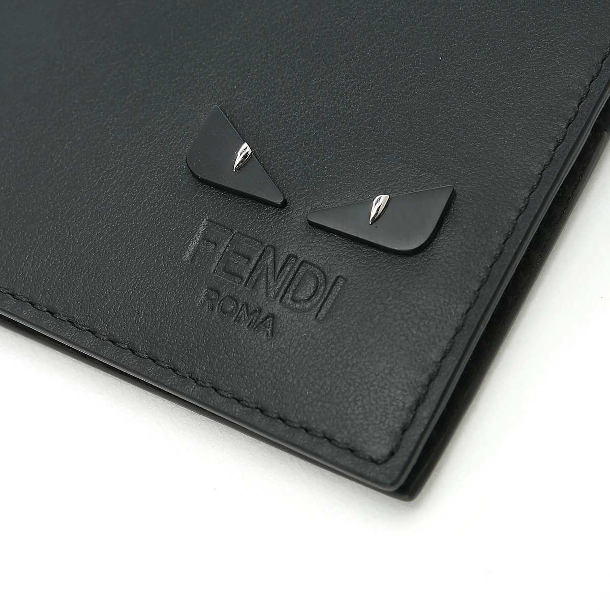 Fendi See You Bugs Black Smooth Calf Leather Money Clip Bifold