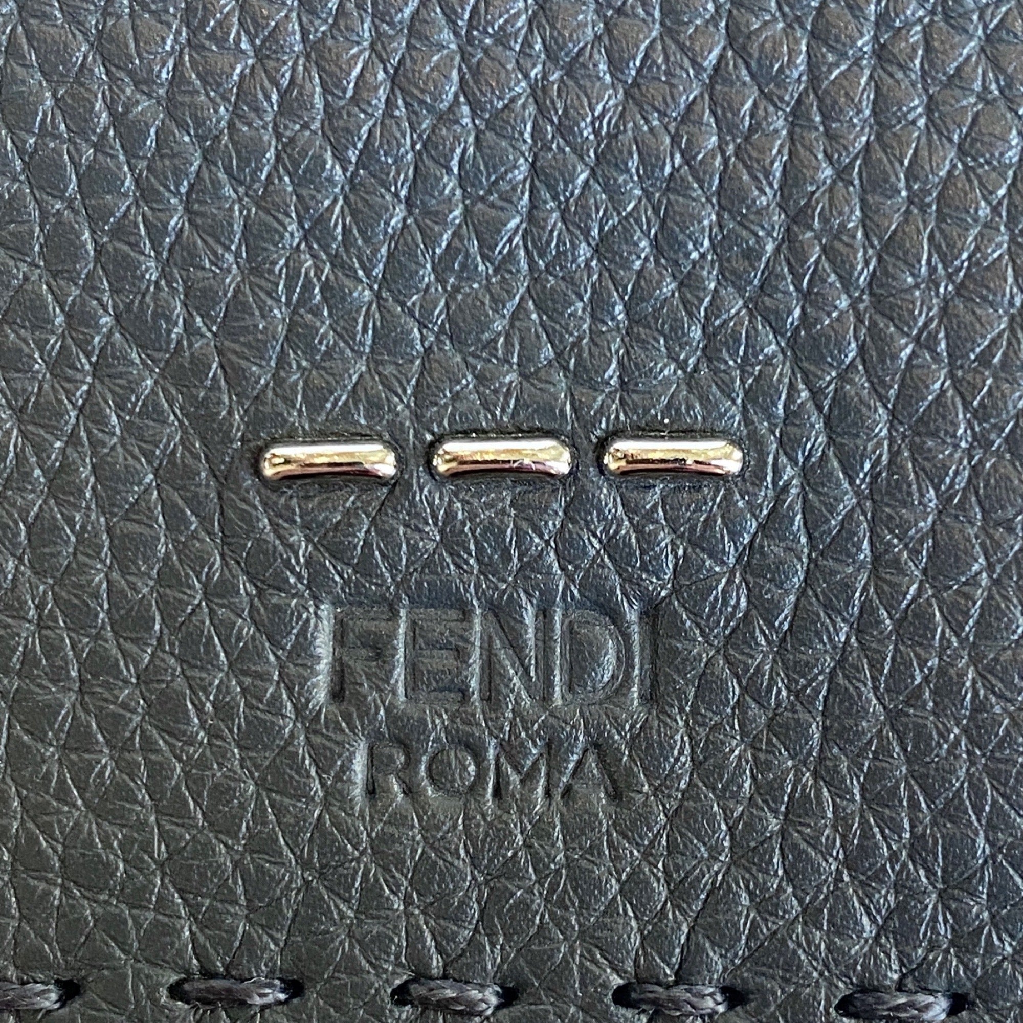 Fendi Selleria Gray Calf Leather Vertical Bifold Wallet