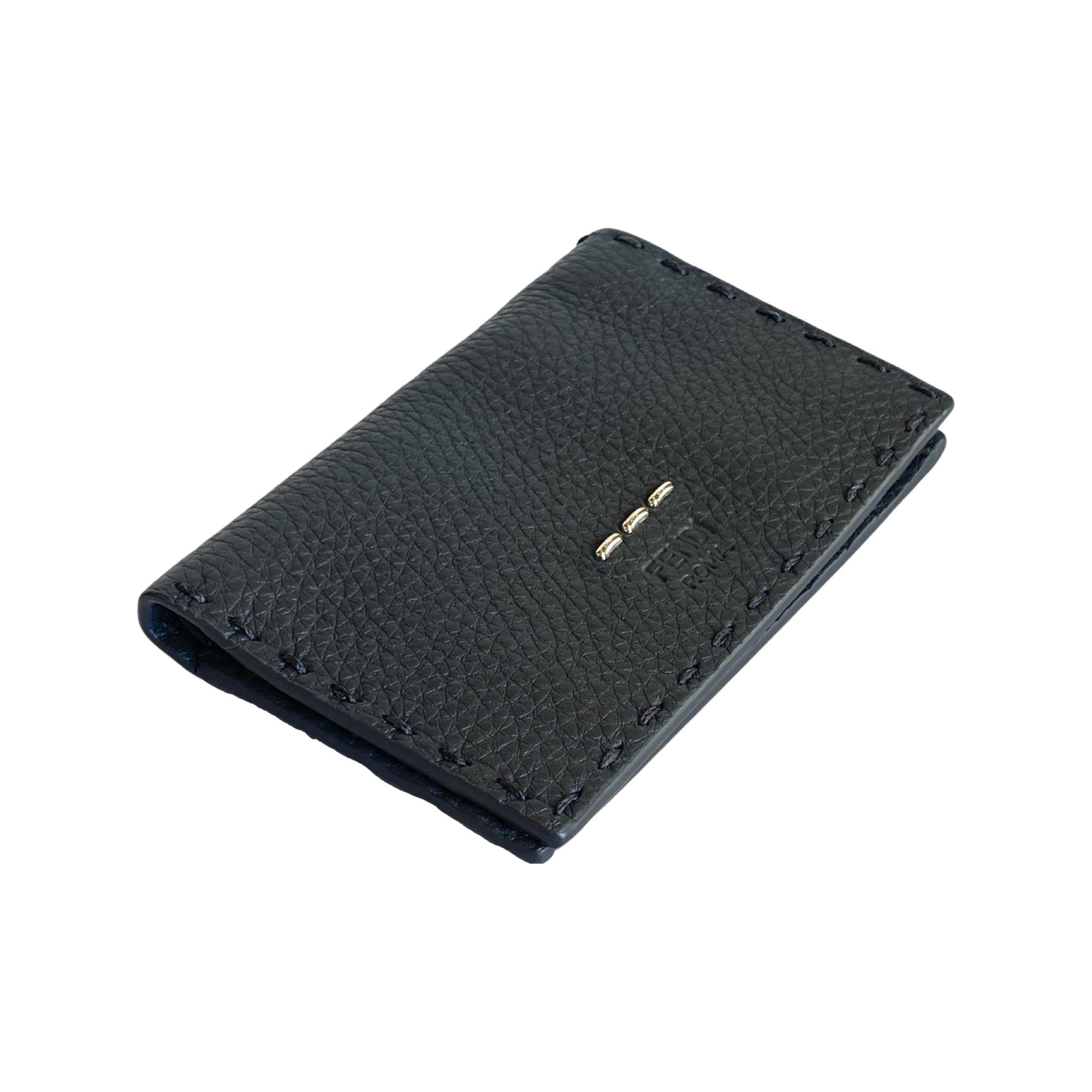 Fendi Selleria Gray Calf Leather Vertical Bifold Wallet