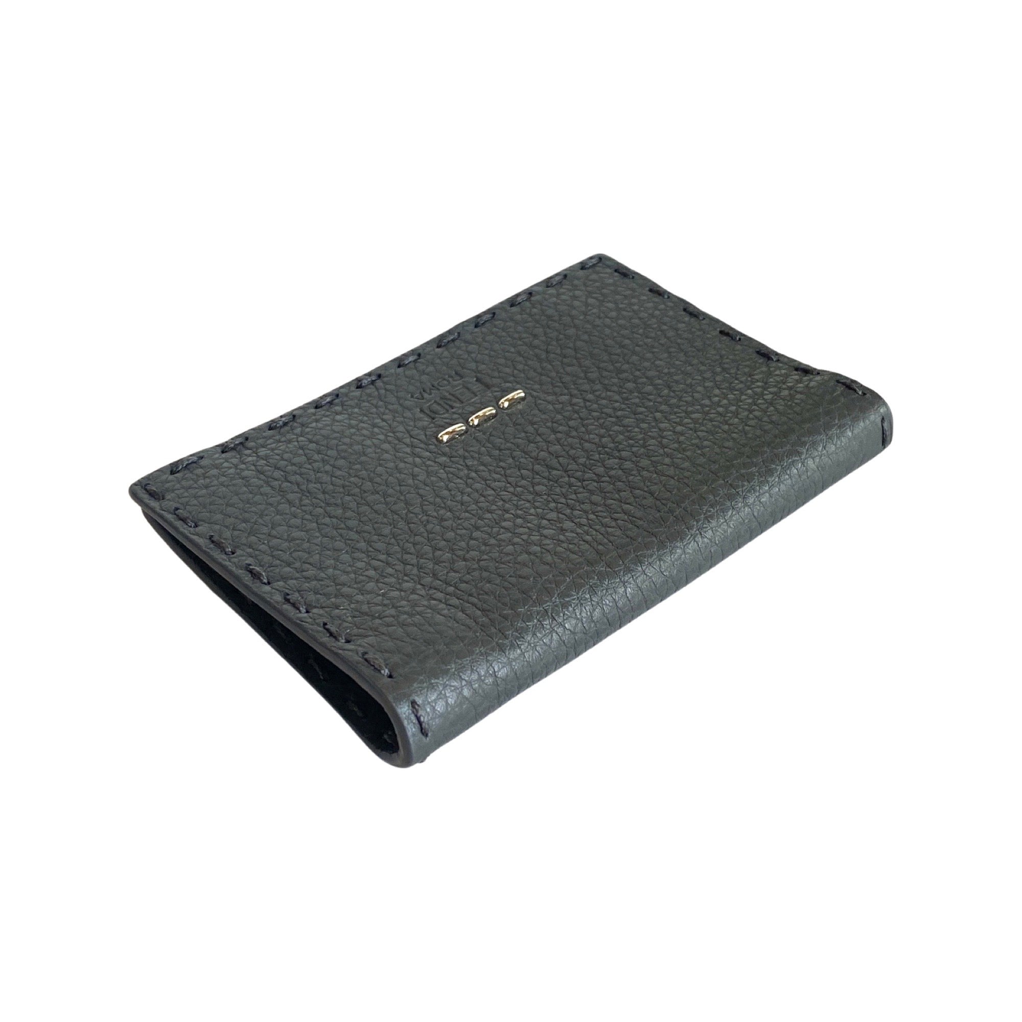 Fendi Selleria Gray Calf Leather Vertical Bifold Wallet