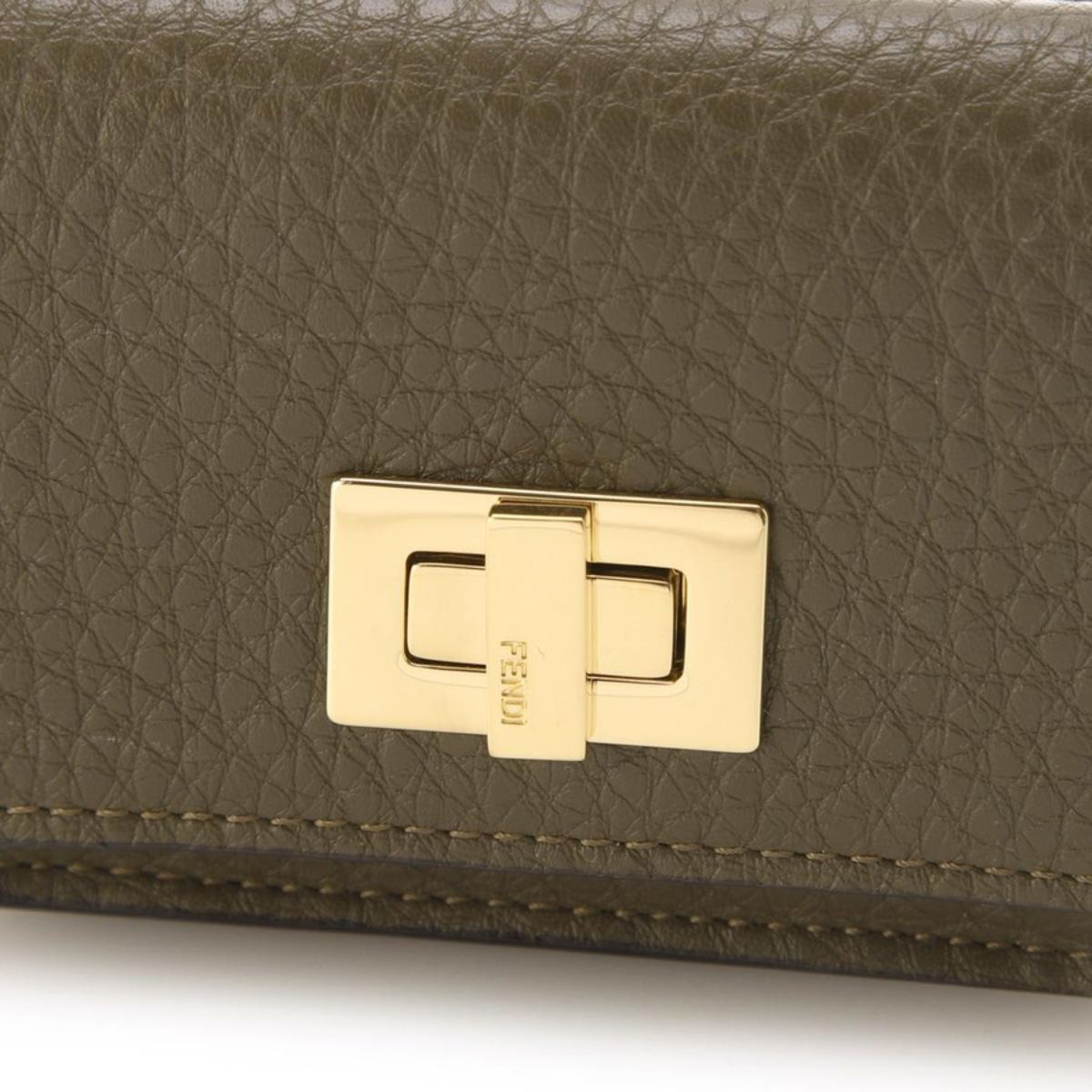 Fendi Selleria Leather Avocado Green Micro Trifold Wallet