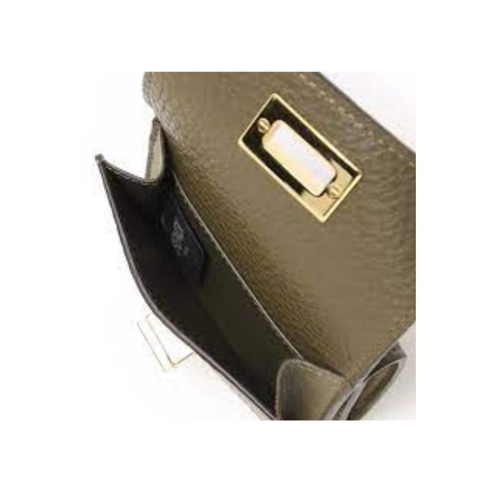 Fendi Selleria Leather Avocado Green Micro Trifold Wallet