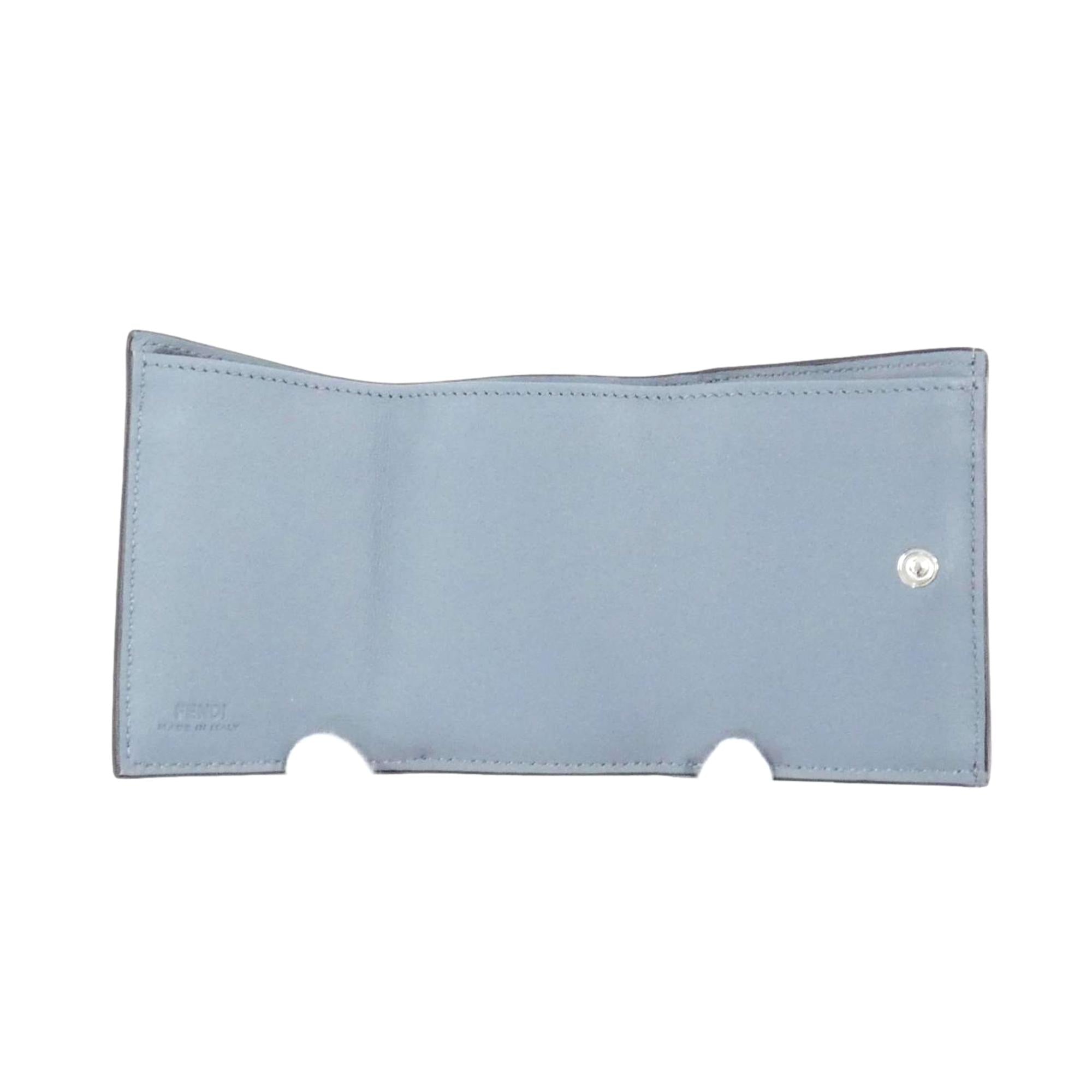 Fendi Selleria Leather Sky Blue Micro Trifold Wallet