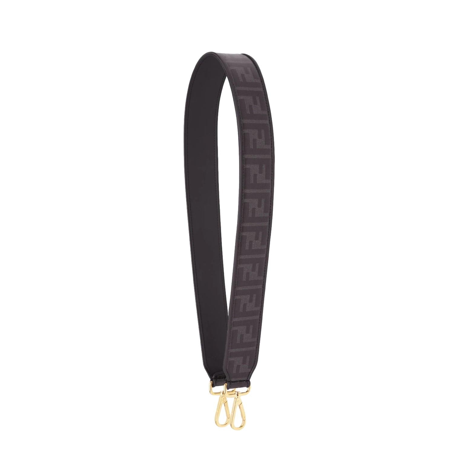 Fendi Strap You Black Glazed Fabric FF Zucca Shoulder Strap