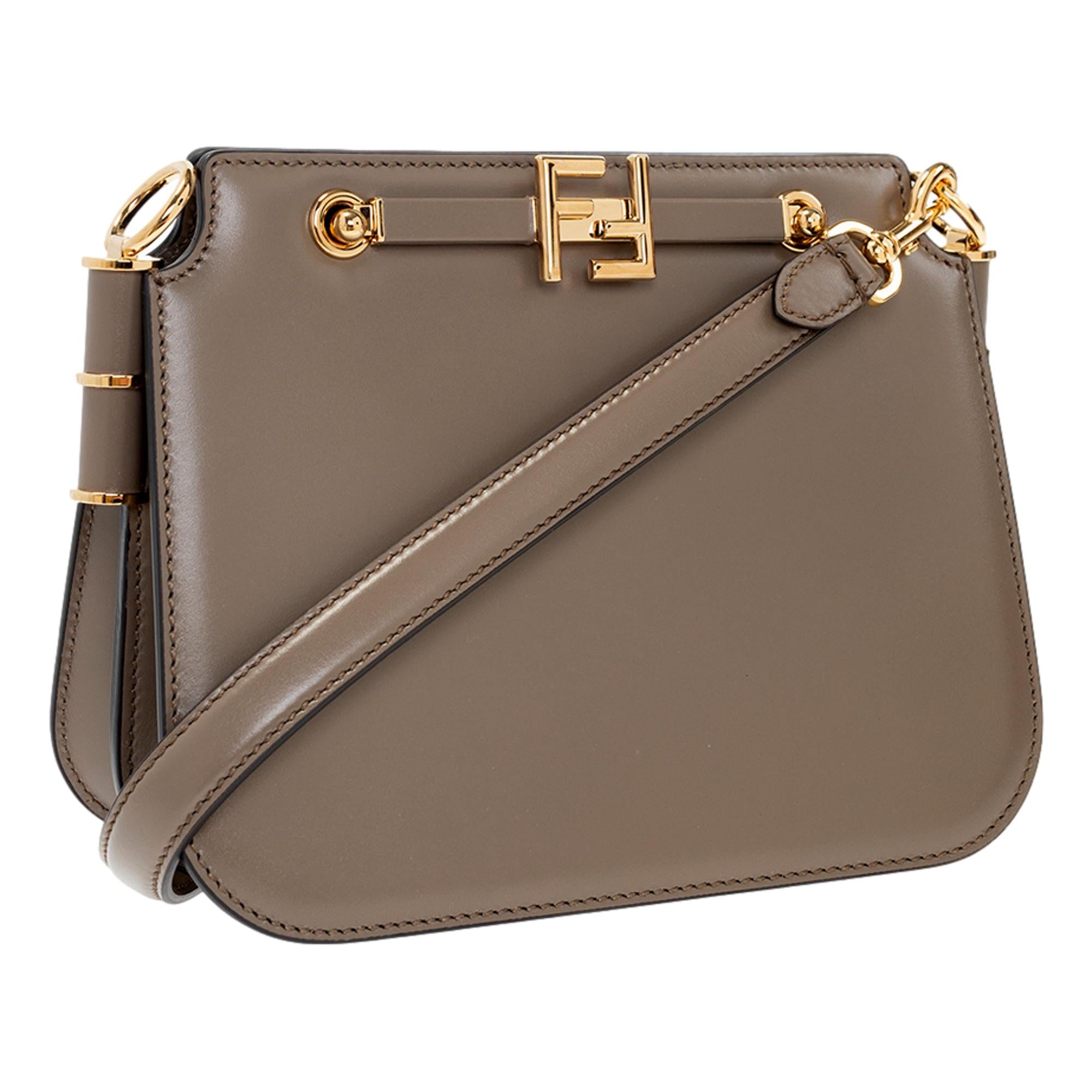 Fendi Touch Taupe Tartufo Leather Shoulder Bag