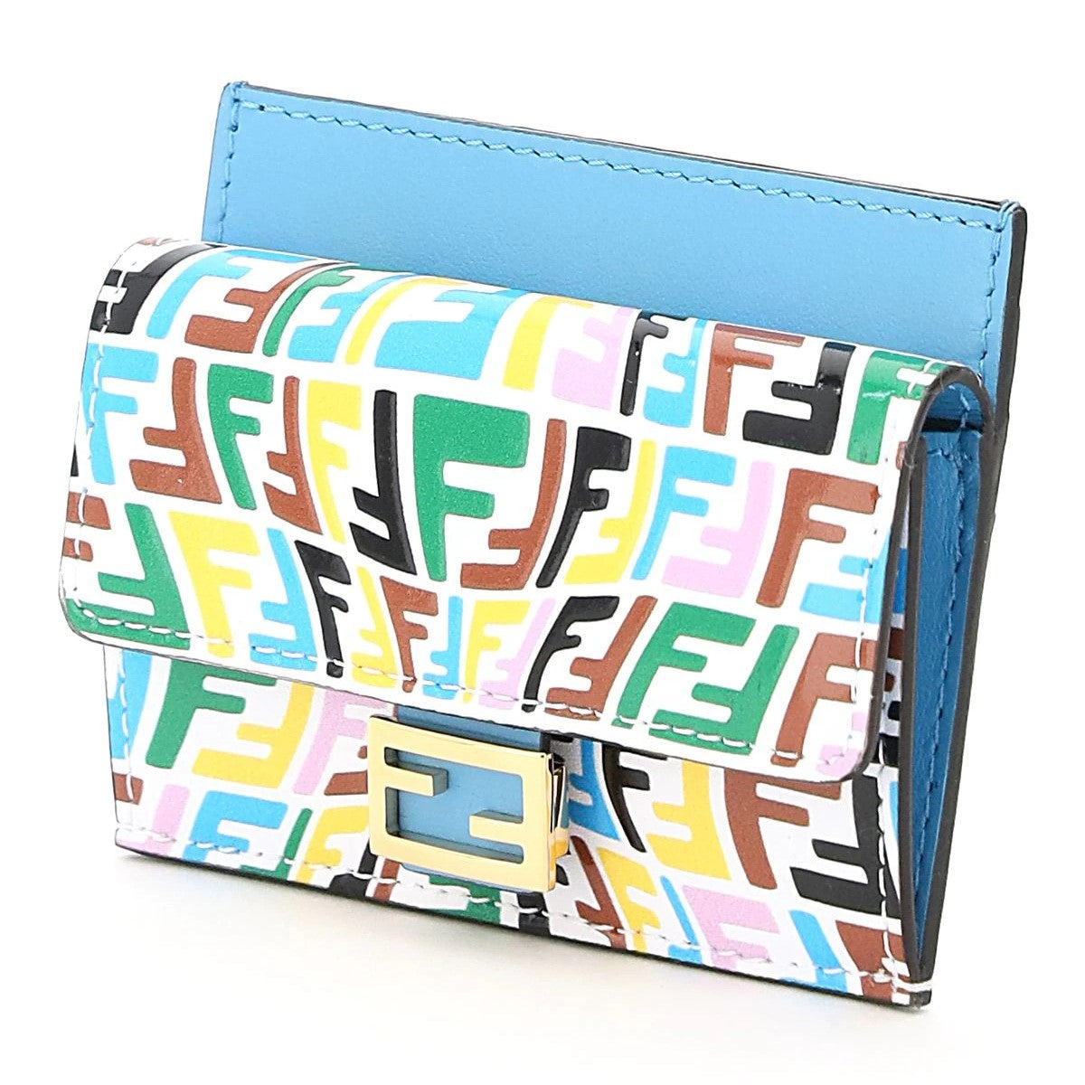 Fendi Vertigo Baguette Multicolor Leather Card Holder Wallet
