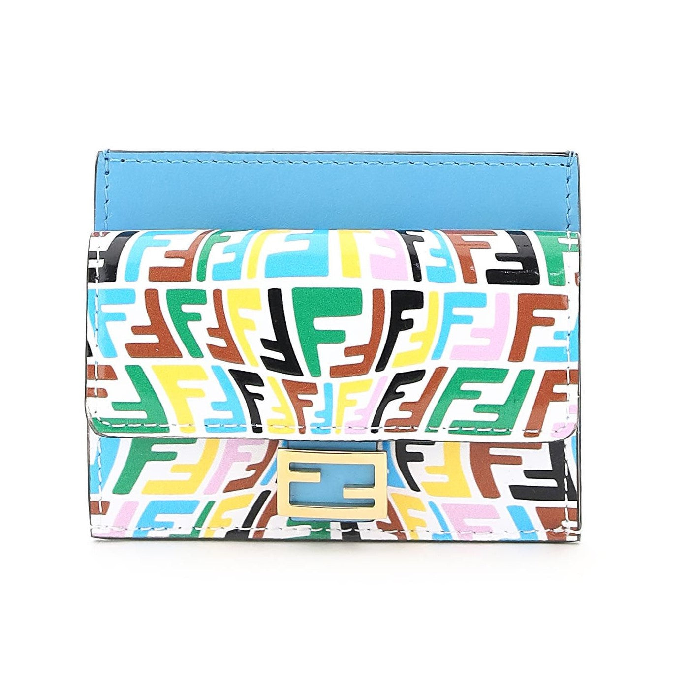 Fendi Vertigo Baguette Multicolor Leather Card Holder Wallet