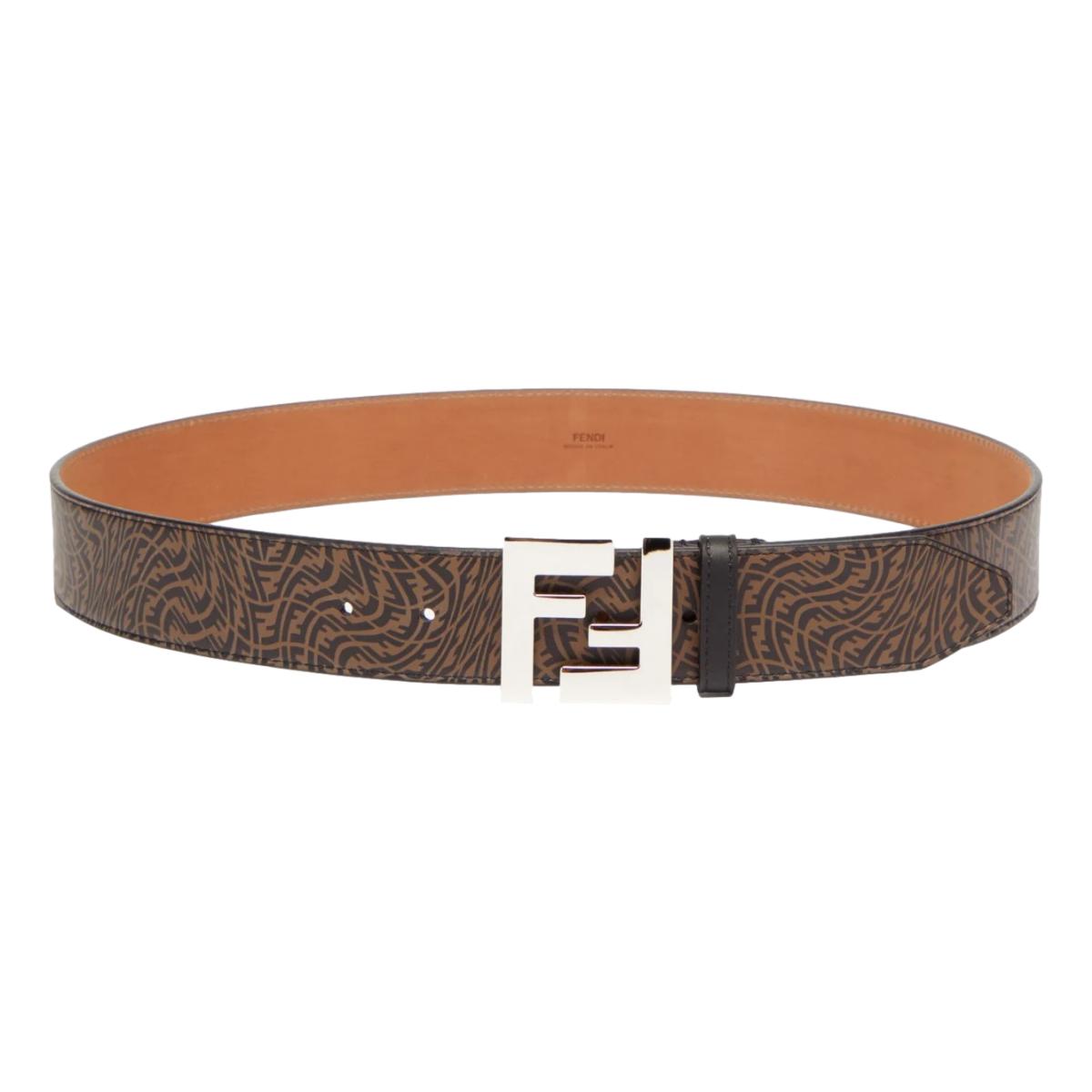 Fendi x Sarah Coleman FF Vertigo Brown Leather Belt 100/40