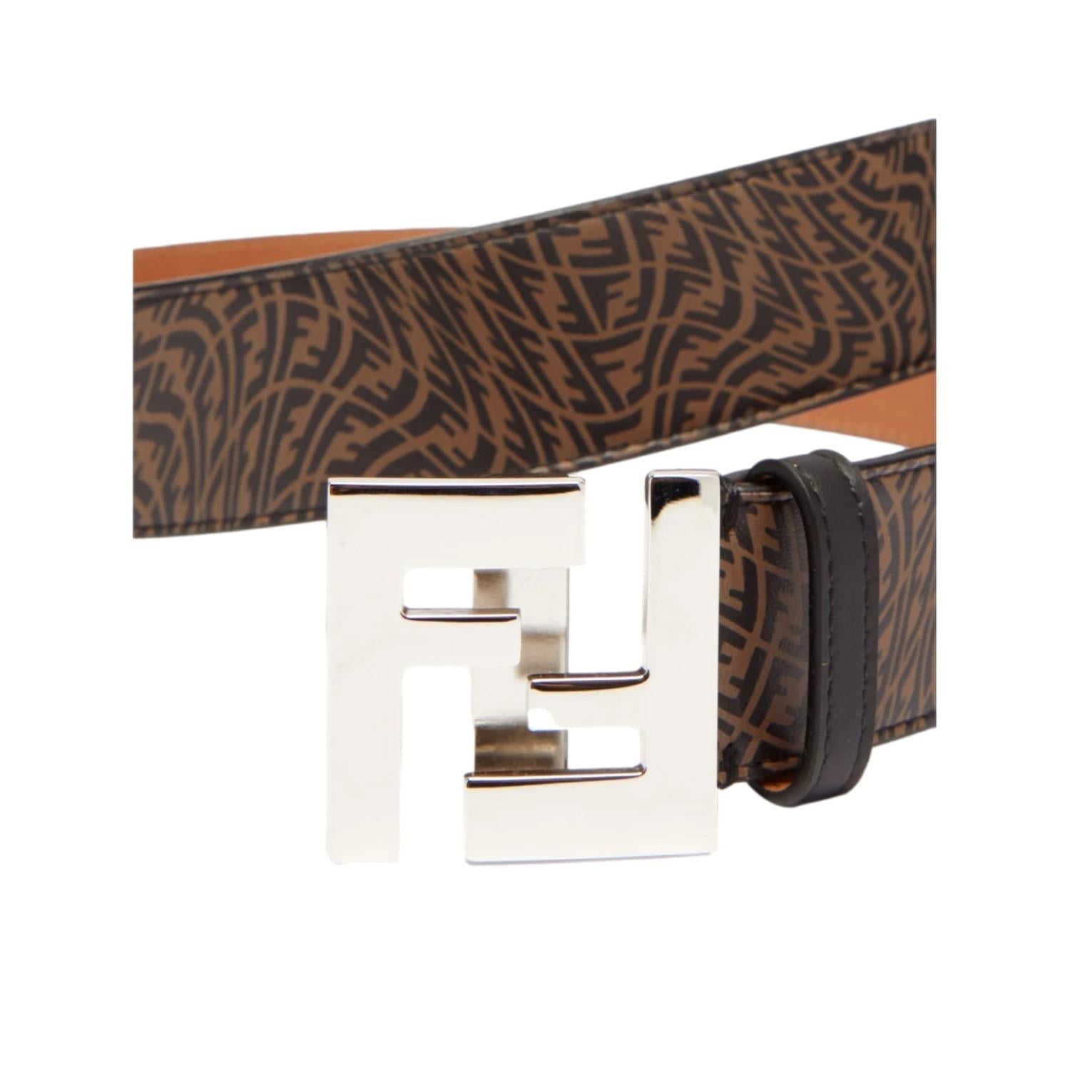 Fendi x Sarah Coleman FF Vertigo Brown Leather Belt 100/40