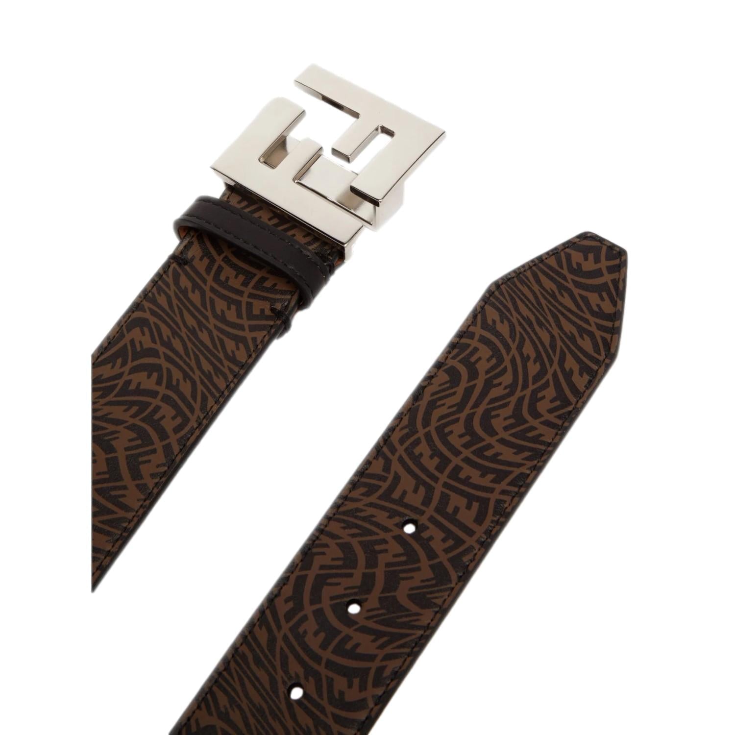 Fendi x Sarah Coleman FF Vertigo Brown Leather Belt 100/40