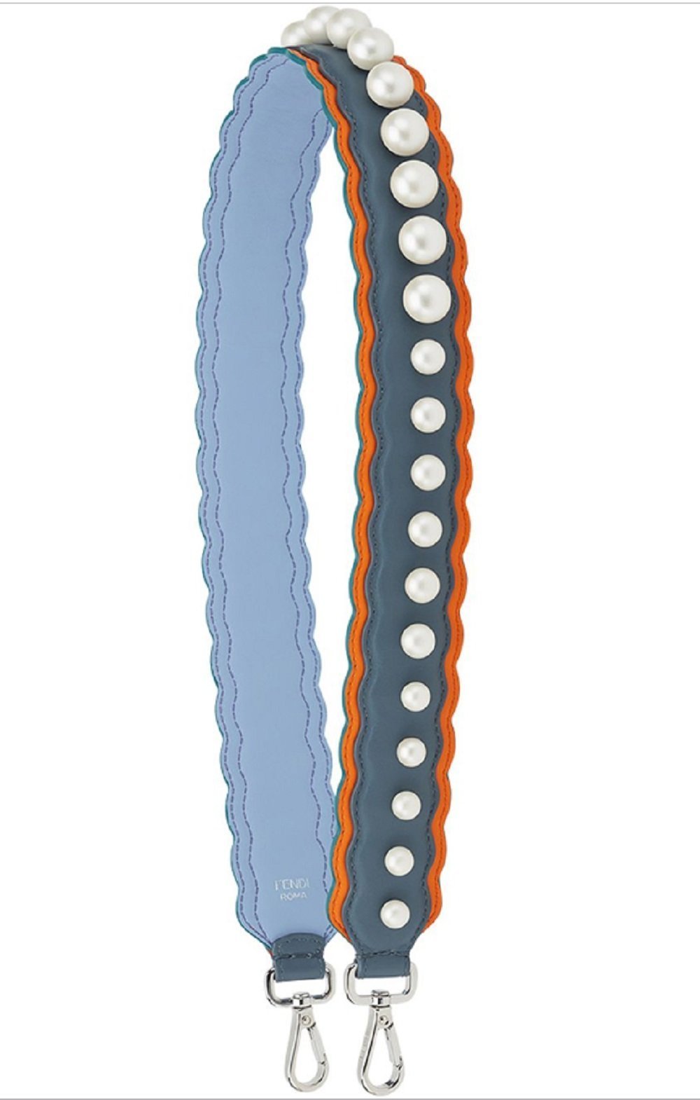 Fendi Strap You Tempesta Papaya Blue Orange Pearl Shoulder Strap