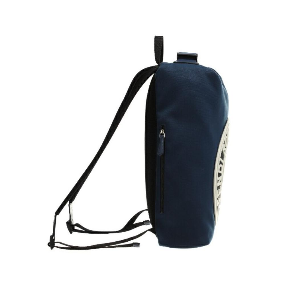 Fendi Zaino Marine Blue Canvas Stamp Logo Backpack