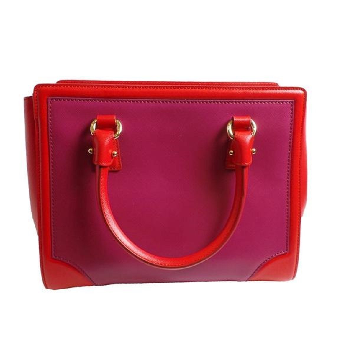 Ferragamo Beky Purple and Red Leather Tote/Shoulder Bag