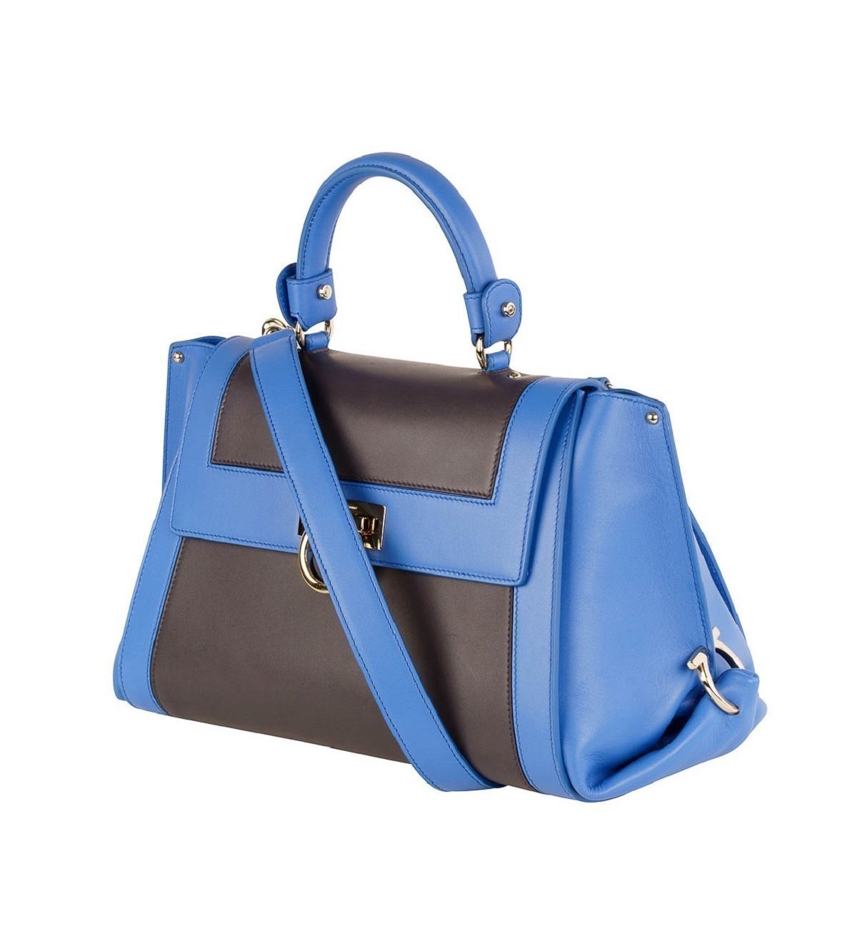 Ferragamo Sofia Calf Blue Fumee Blue Grey Medium Handbag