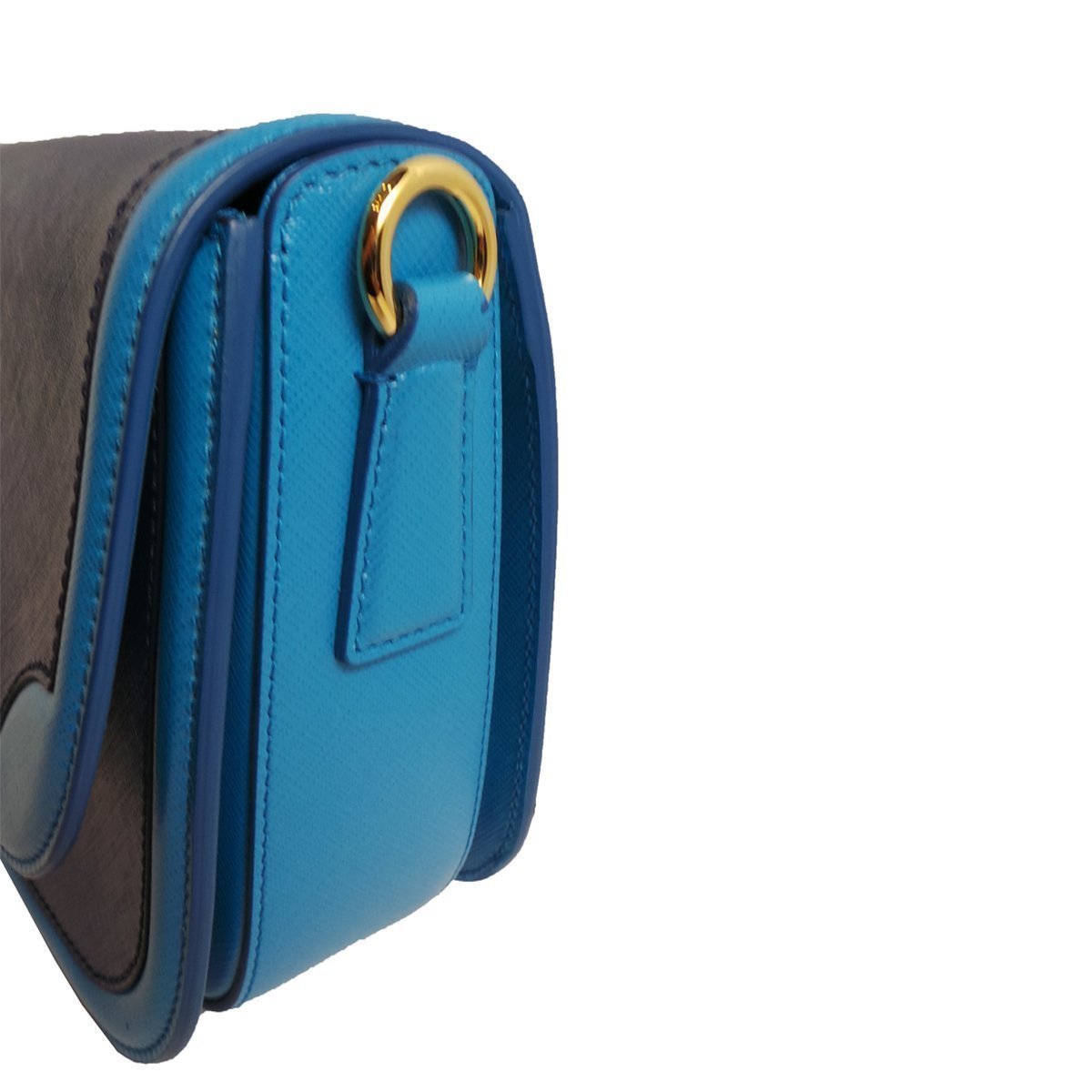 Ferragamo Greta Blue Cross Grain Calf Leather Gancini Crossbody