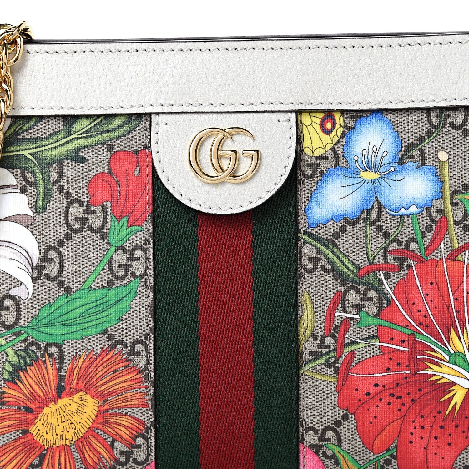 Gucci Supreme Monogram Flora Web Small Ophidia Chain Shoulder Bag