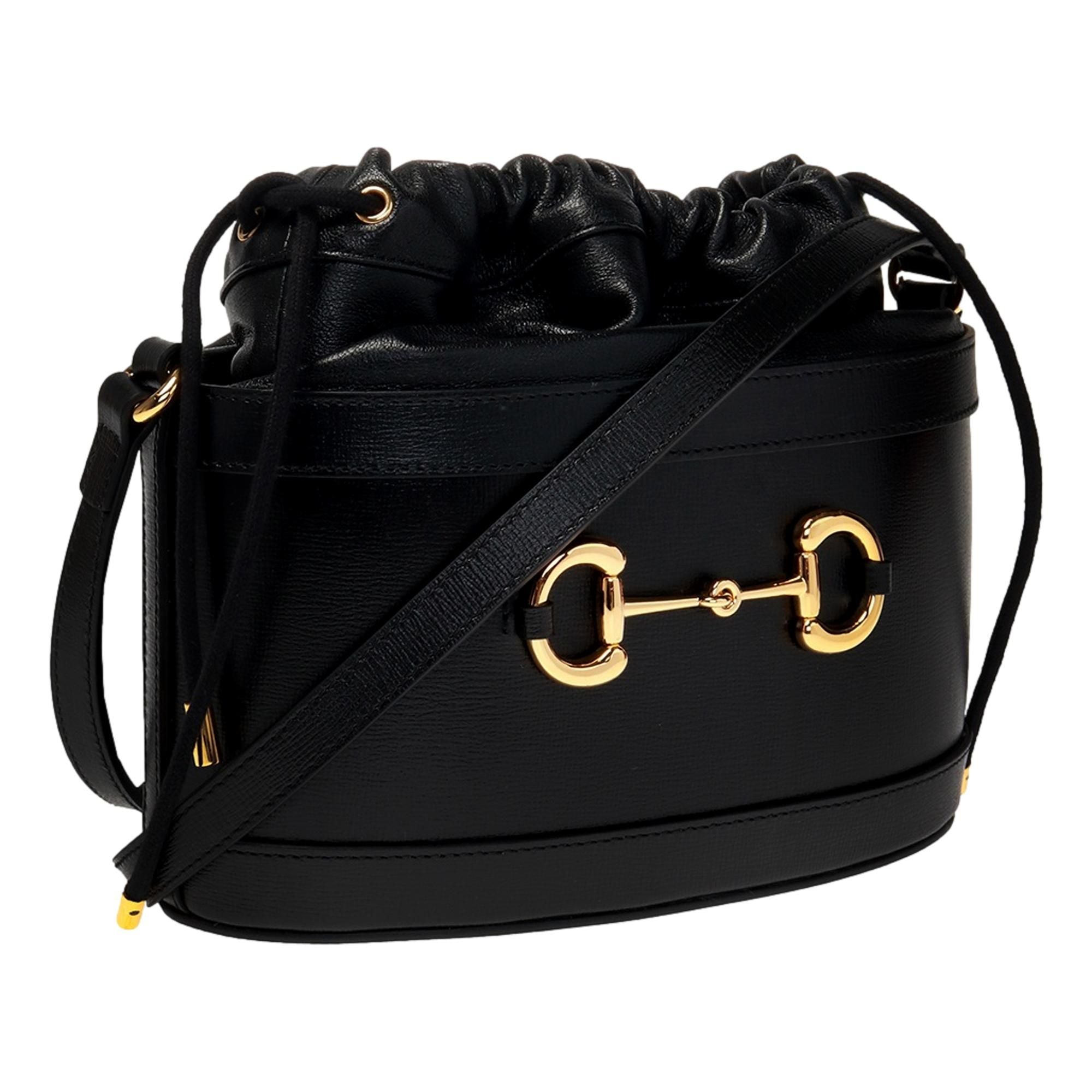 Gucci 1955 Horsebit Black Leather Bucket Bag