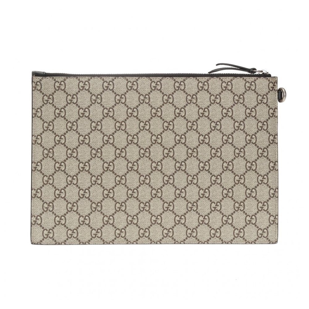 Gucci Bestiary Kingsnake GG Supreme Canvas Wristlet Pouch Bag