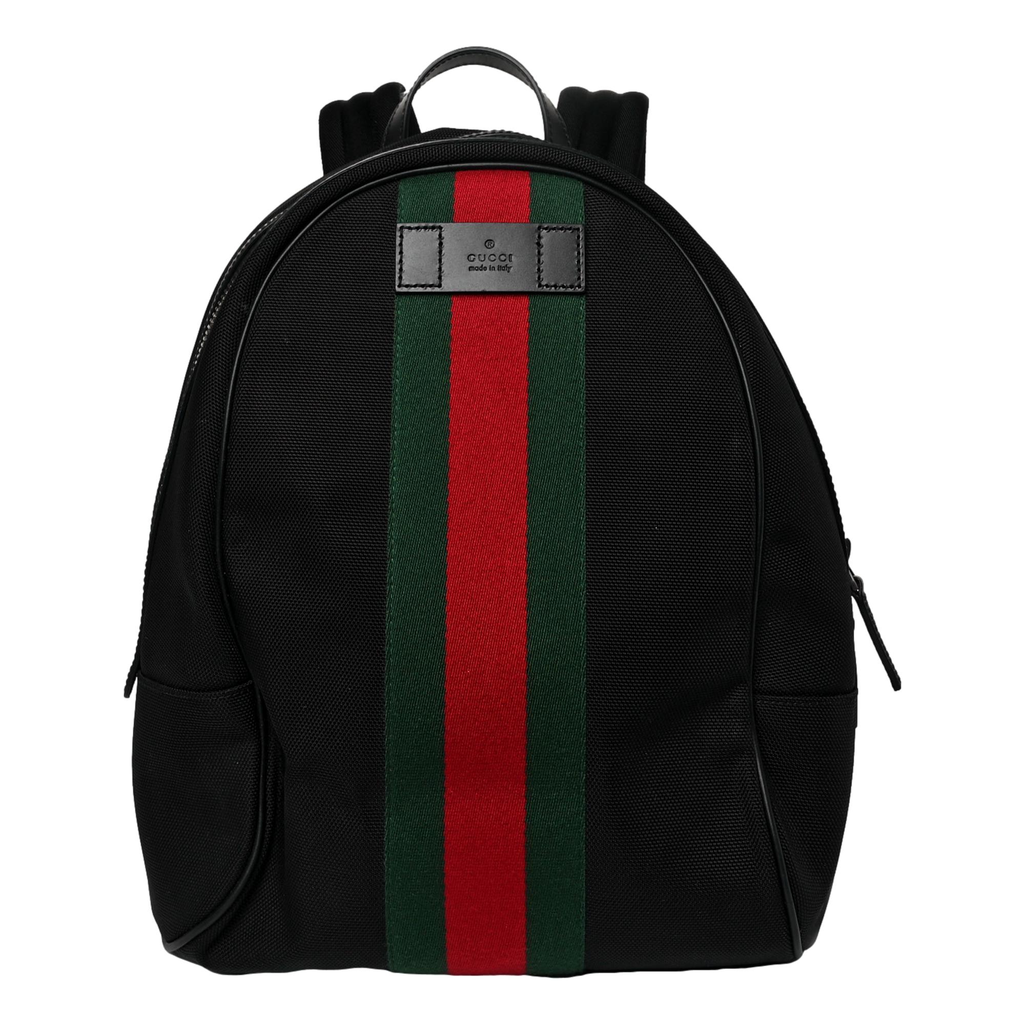 Gucci Black Canvas Web Stripe Backpack