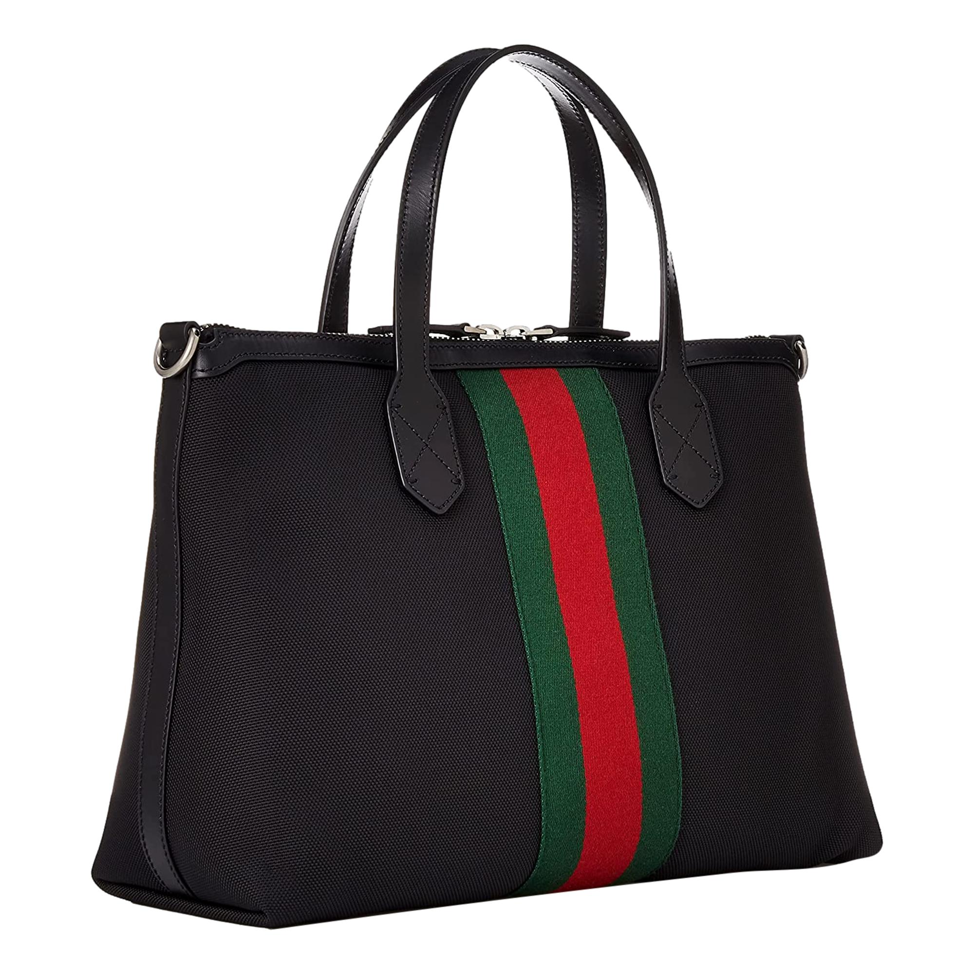 Gucci Black Canvas Web Stripe Large Tote Handbag