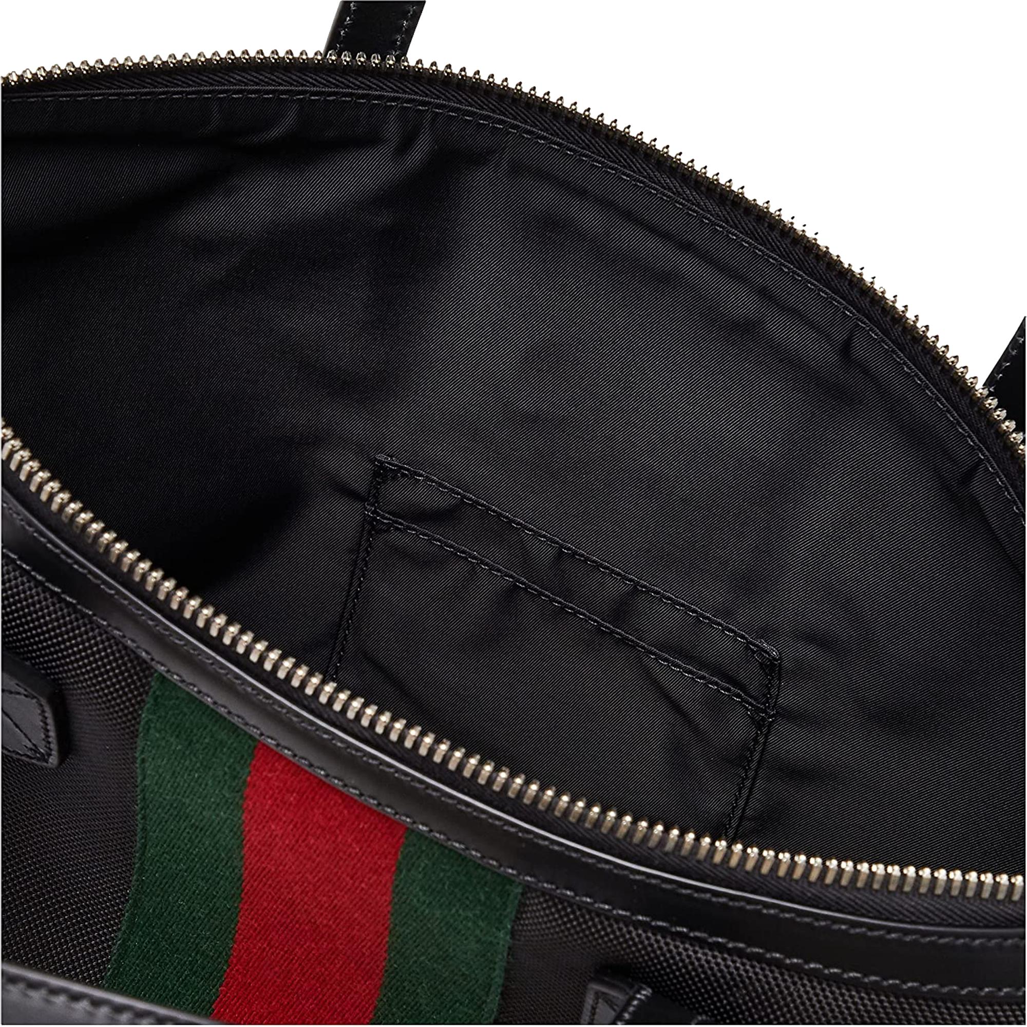 Gucci Black Canvas Web Stripe Large Tote Handbag