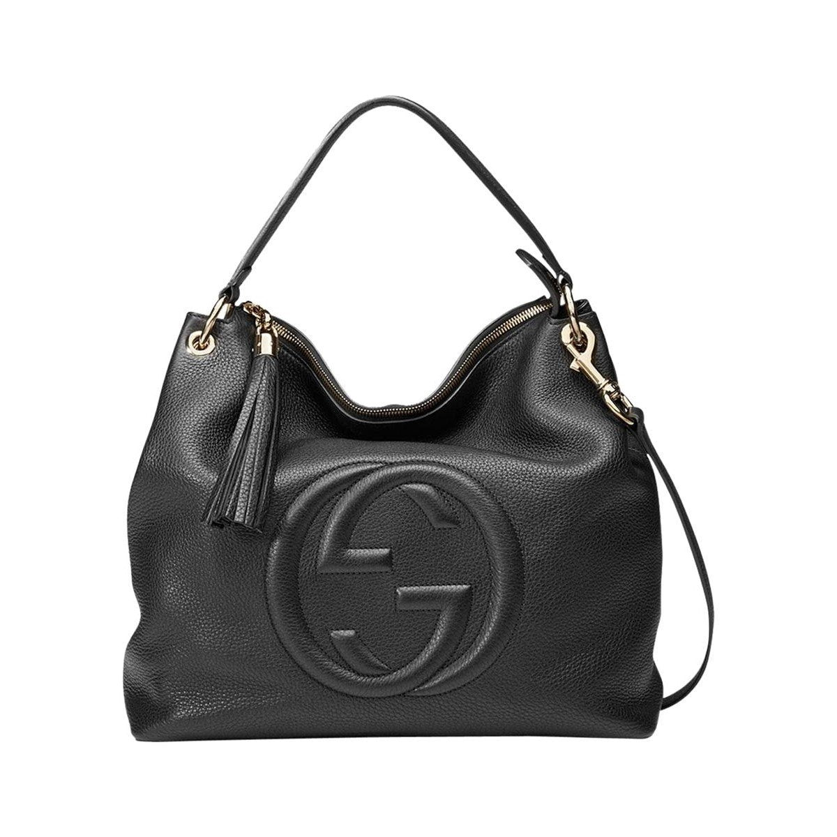 Gucci Black GG Disco Soho Leather Hobo Handbag