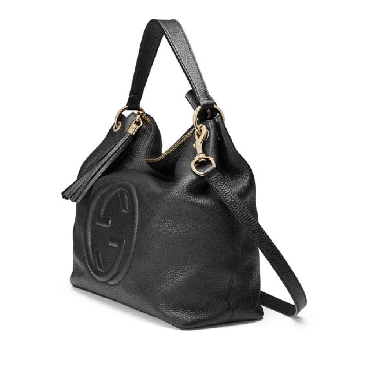 Gucci Black GG Disco Soho Leather Hobo Handbag