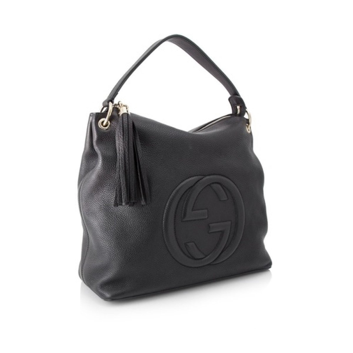 Gucci Black GG Disco Soho Leather Hobo Handbag