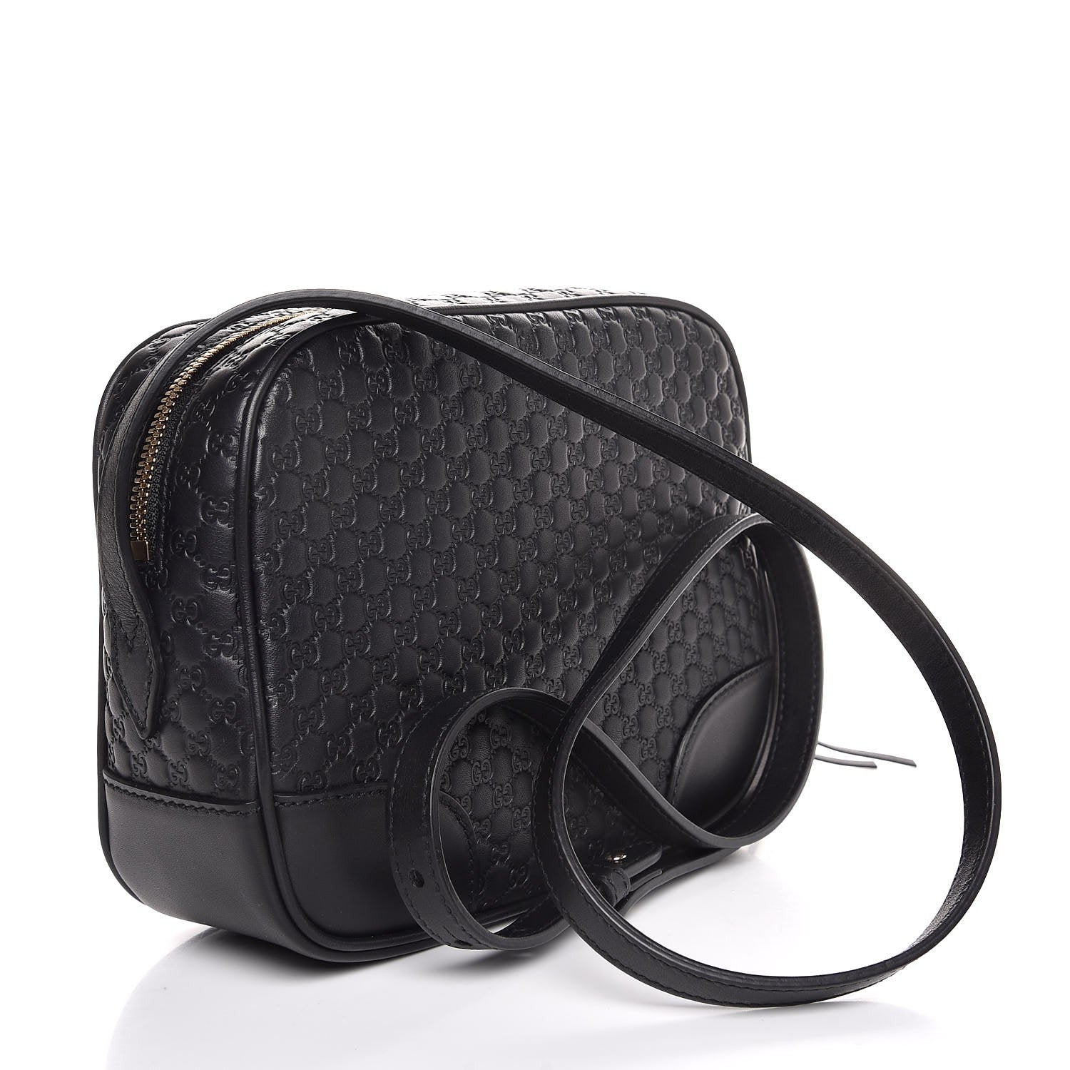 Gucci Bree Black Leather Microguccisima GG Cross Body Bag