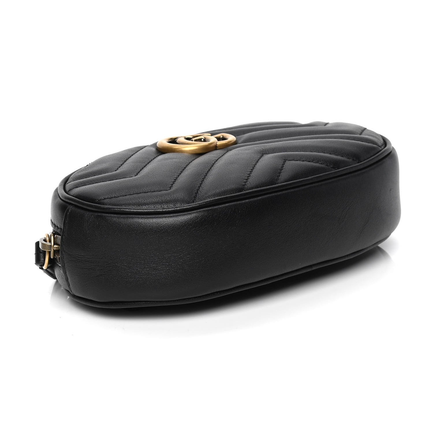 Gucci Calfskin Matelasse GG Marmont Belt Bag 85 34 Black