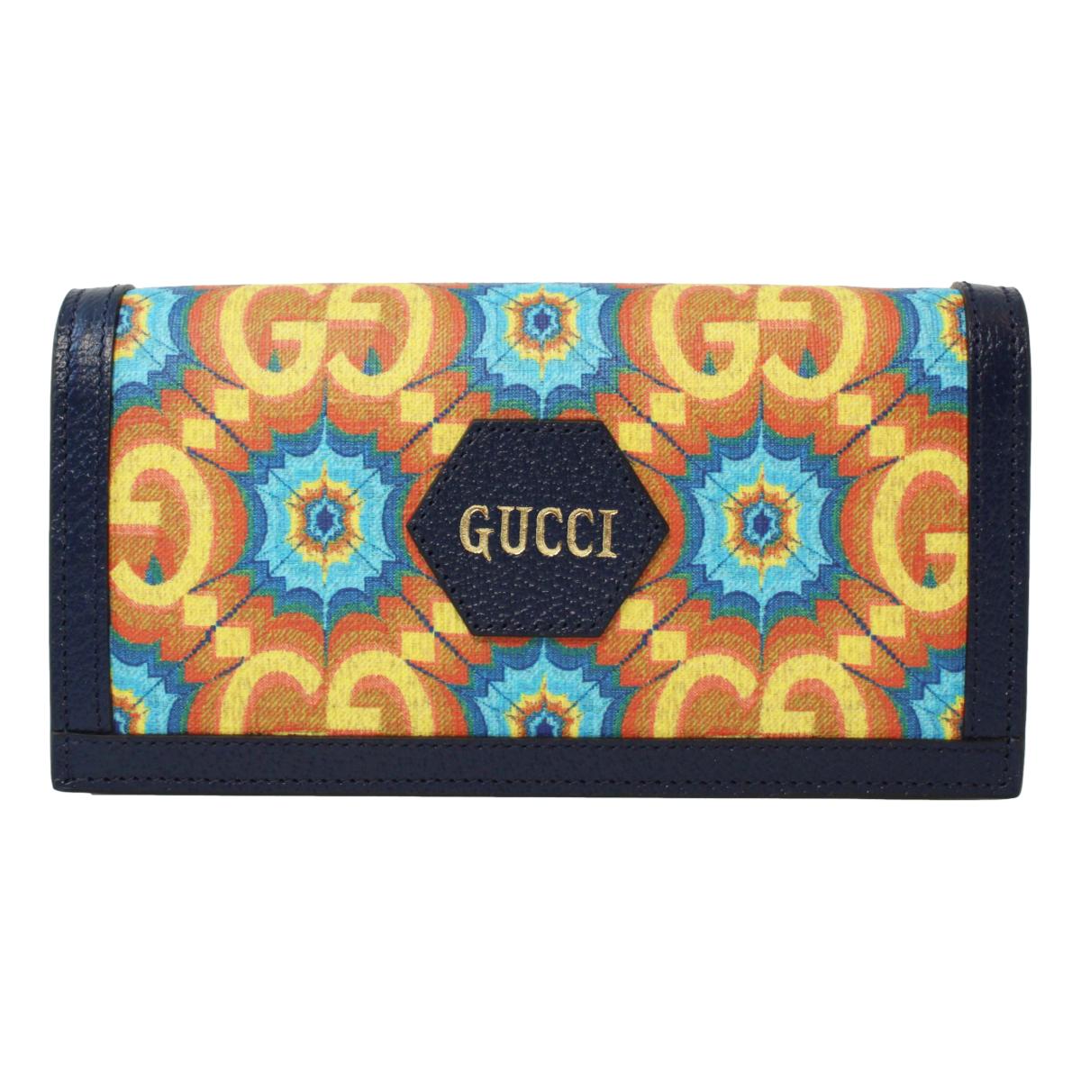 Gucci Centennial Navy Leather GG Kaleidoscope Chain Wallet Bag