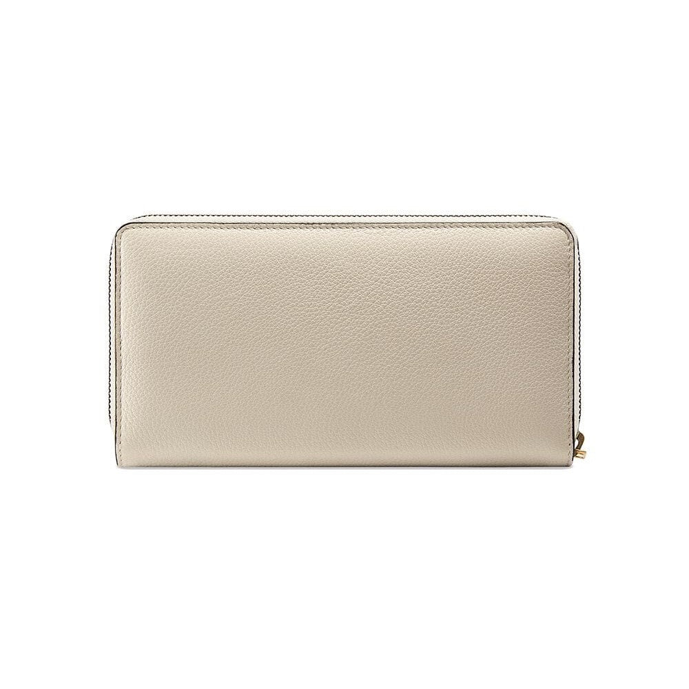 Gucci Cripto Logo White Leather Zip Around Continental Wallet