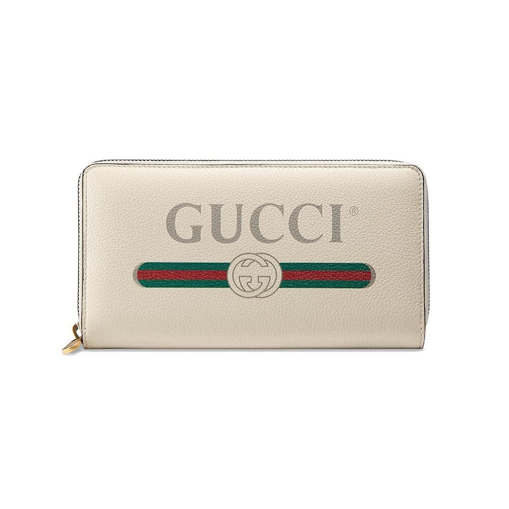 Gucci Cripto Logo White Leather Zip Around Continental Wallet