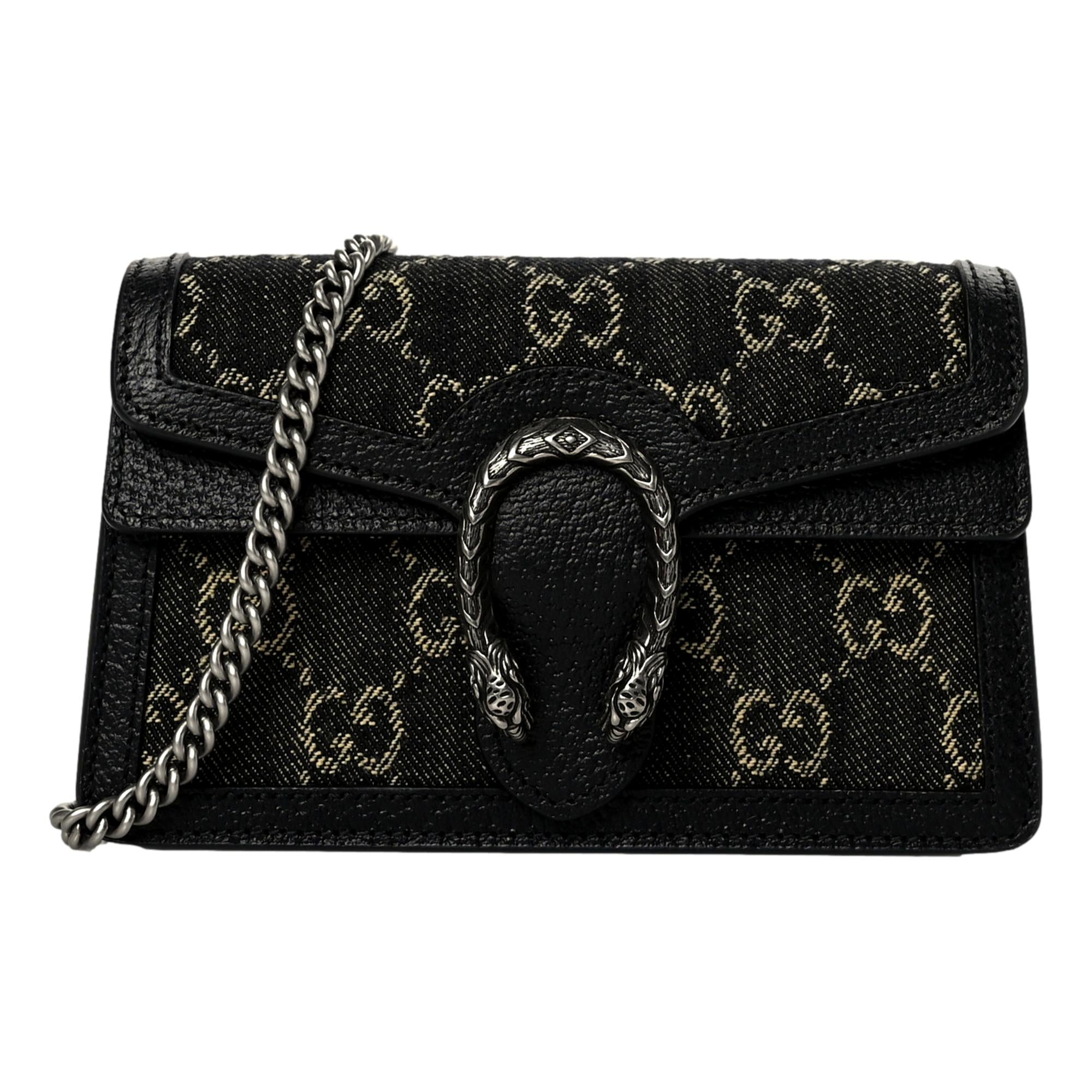 Gucci Dionysus Black GG Denim Super Mini Shoulder Bag