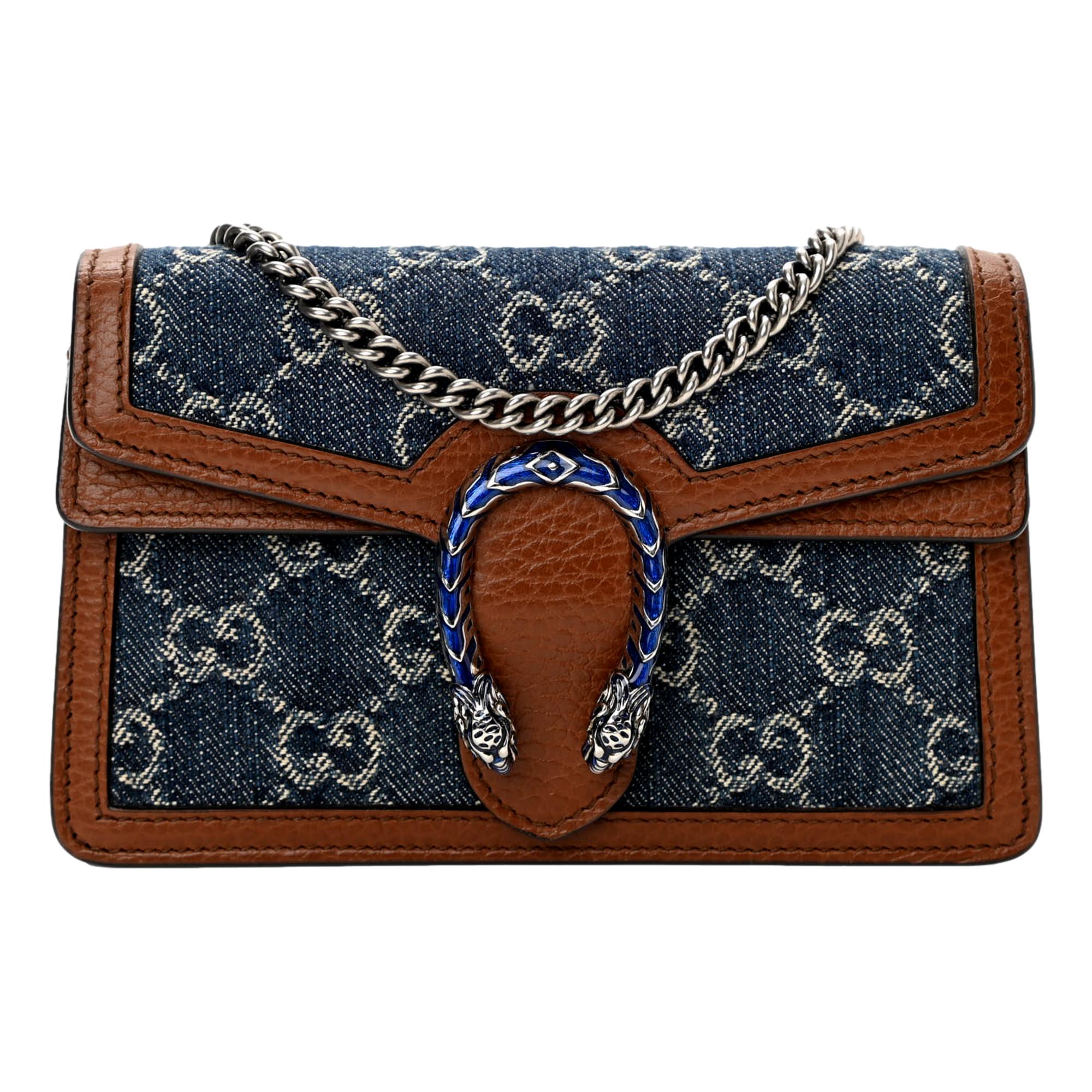 Gucci Dionysus Blue Denim Super Mini Shoulder Bag