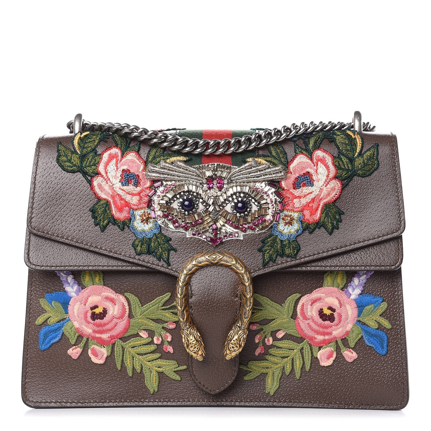 Gucci Dionysus Calfskin Owl Embroidered Shoulder Bag