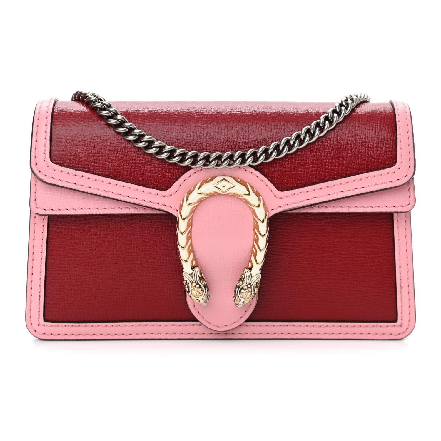 Gucci Dionysus Red Pink Calfskin Leather Super Mini Shoulder Bag