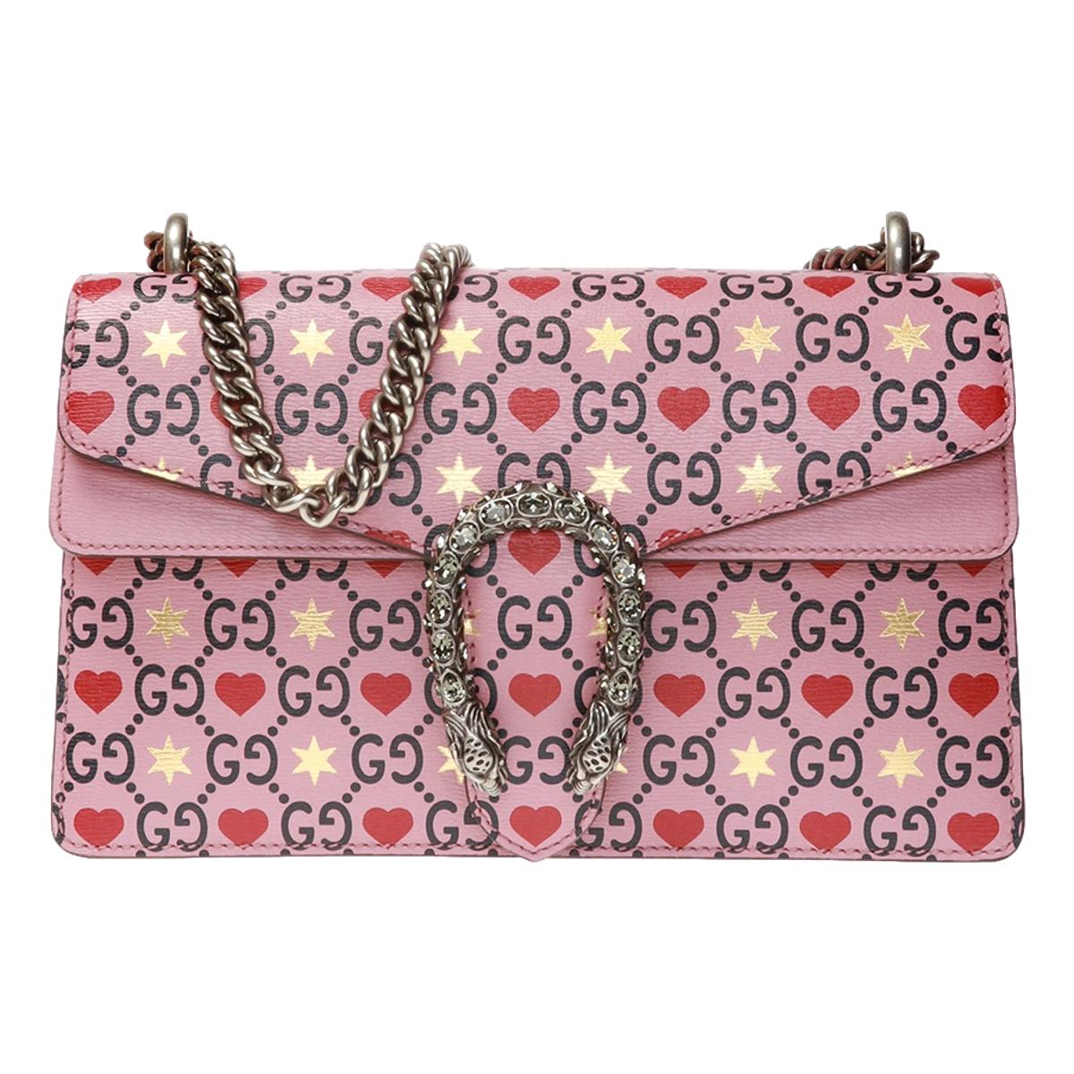 Gucci Dionysus Valentine Pink Hearts Calfskin Shoulder Bag