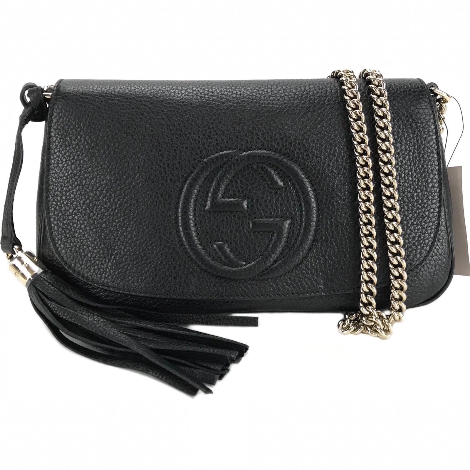 Gucci Soho Disco GG Black Tassel Chain Crossbody Bag