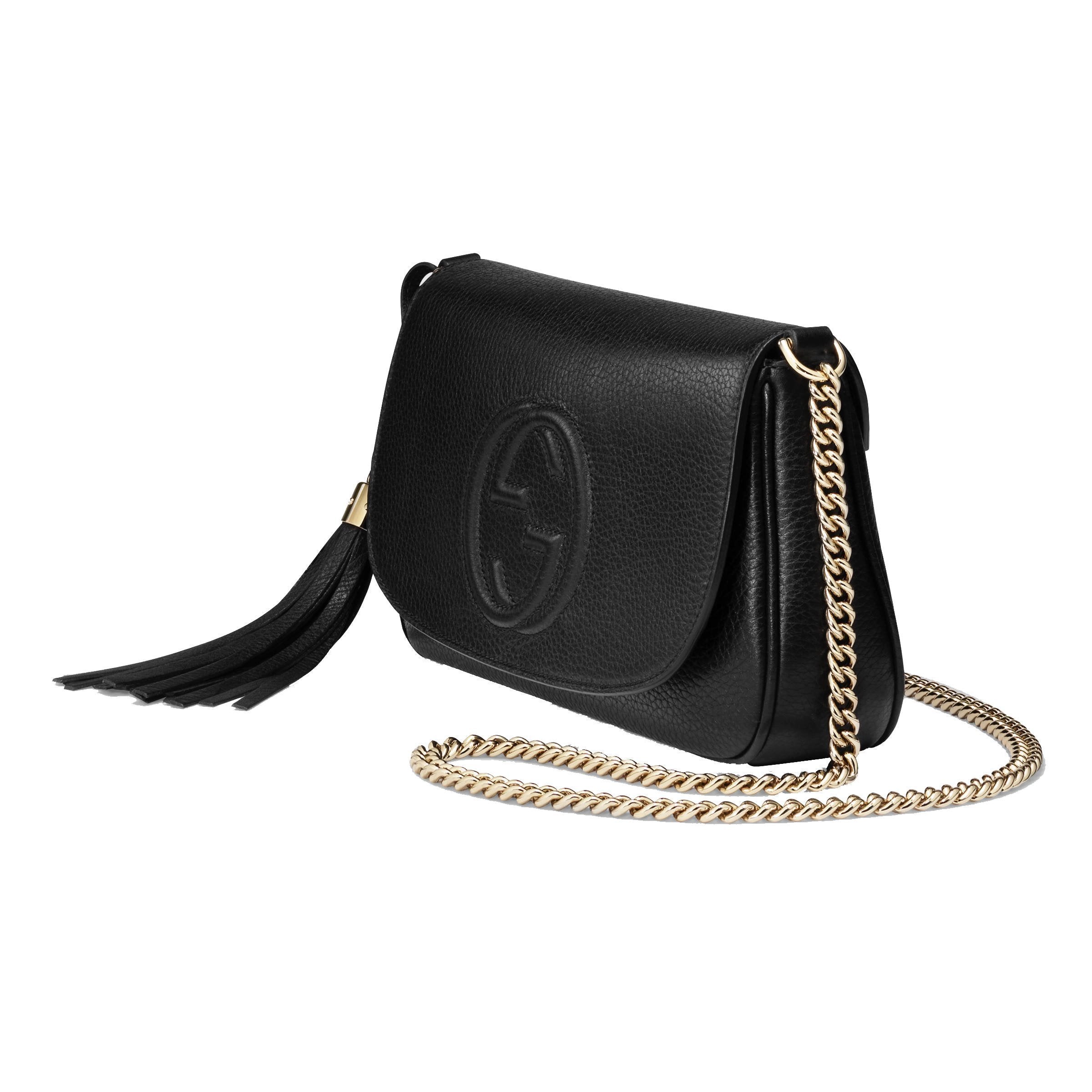 Gucci Soho Disco GG Black Tassel Chain Crossbody Bag