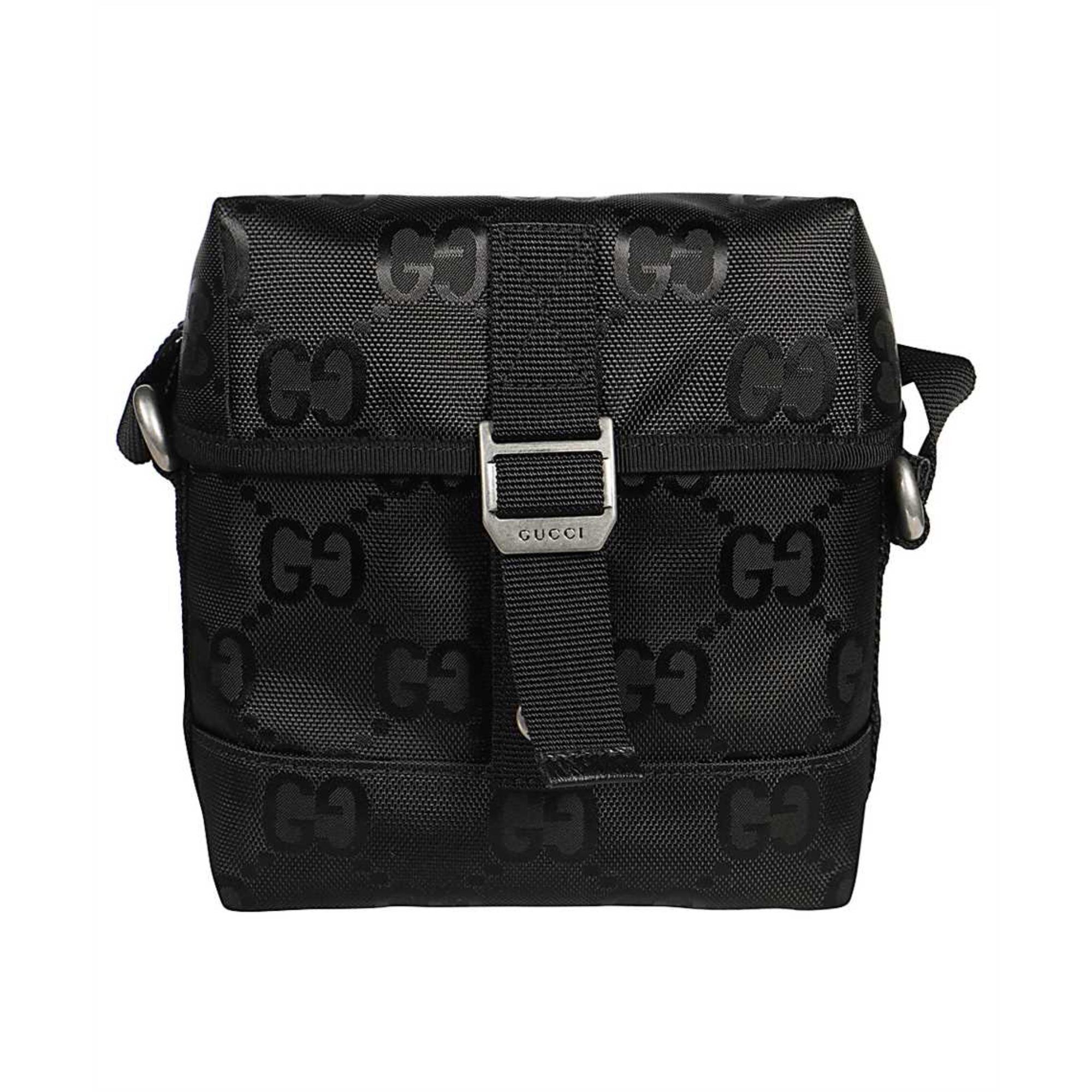 Gucci Econyl Nylon Monogram Off The Grid Messenger Bag Black