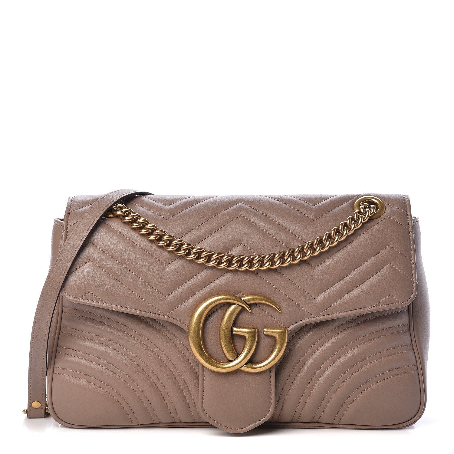 Gucci Marmont Dusty Pink Leather GG Matelasse Flap Shoulder Bag