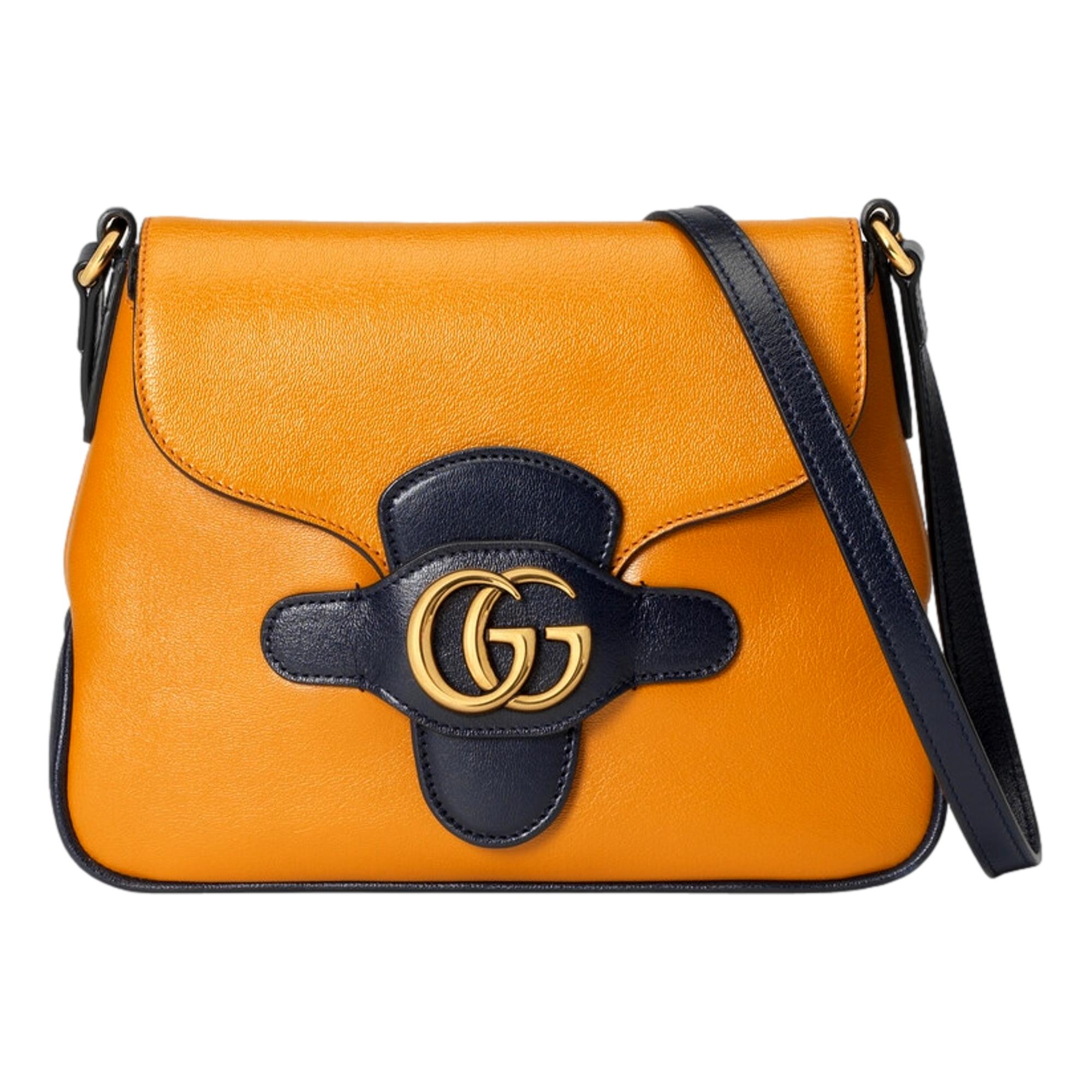 Gucci GG Burnt Orange Two-Tone Leather Shoulder Bag