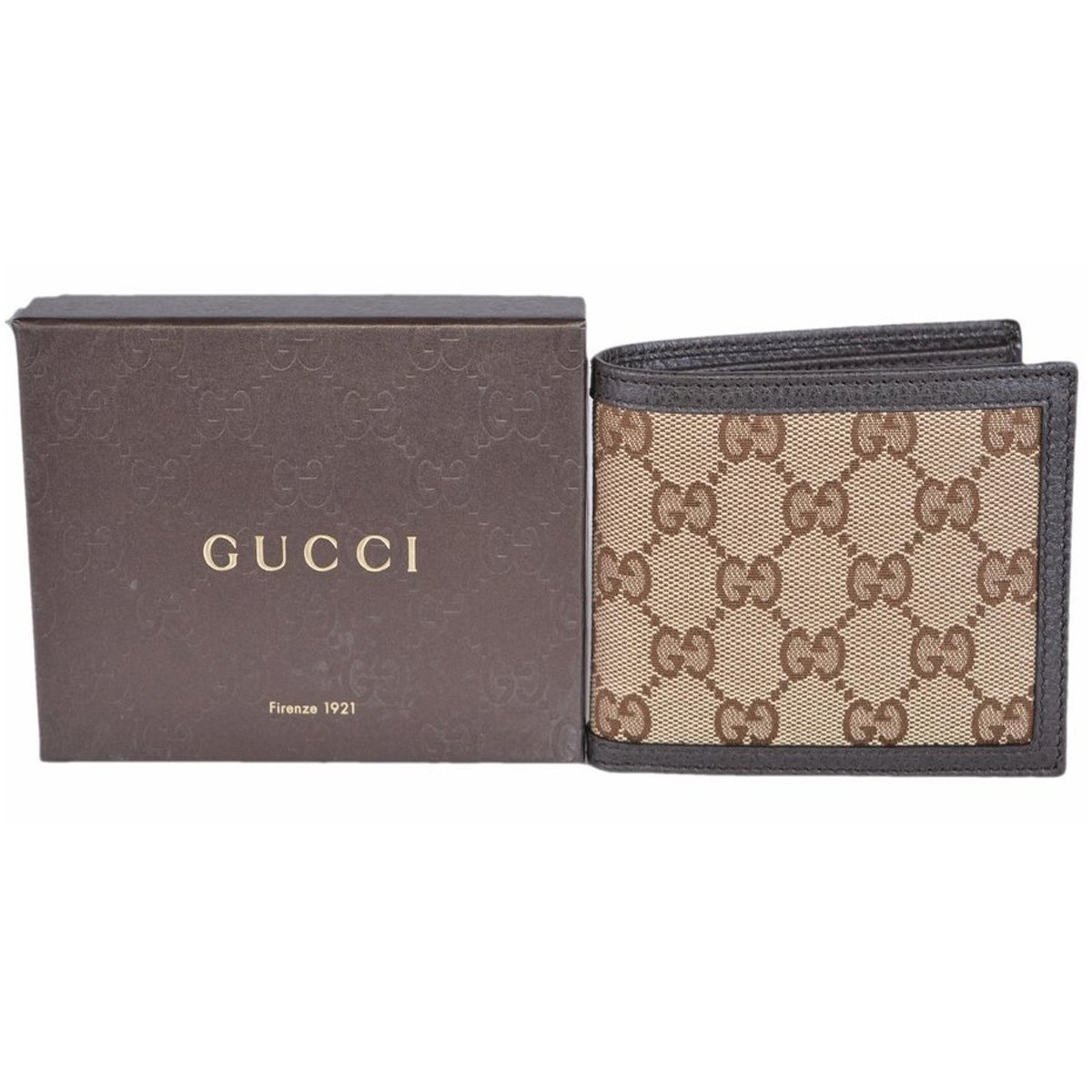 Gucci GG Canvas Brown/Beige Leather Bifold Wallet