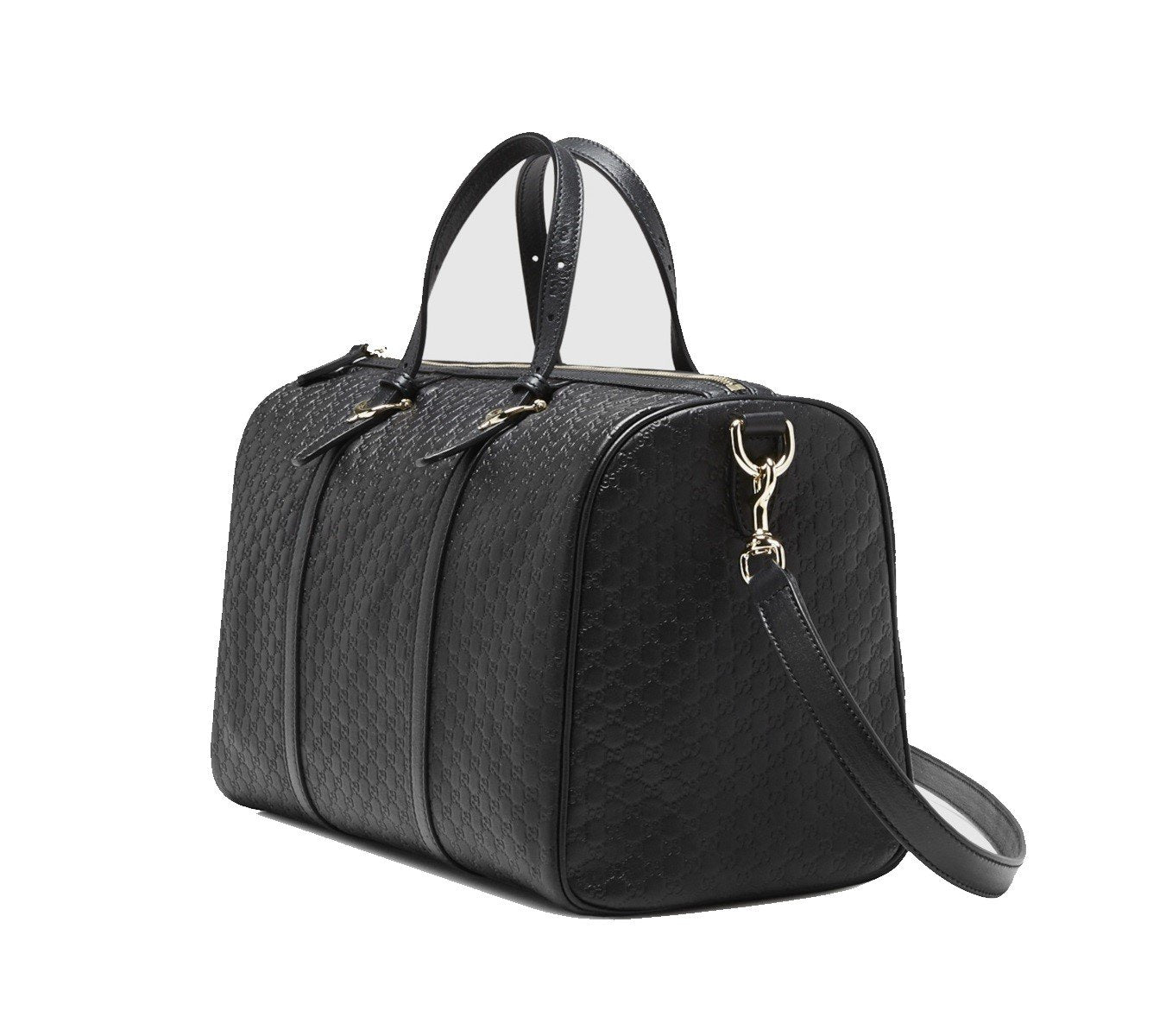 Gucci Microguccissima GG Black Leather Embossed Boston Bag