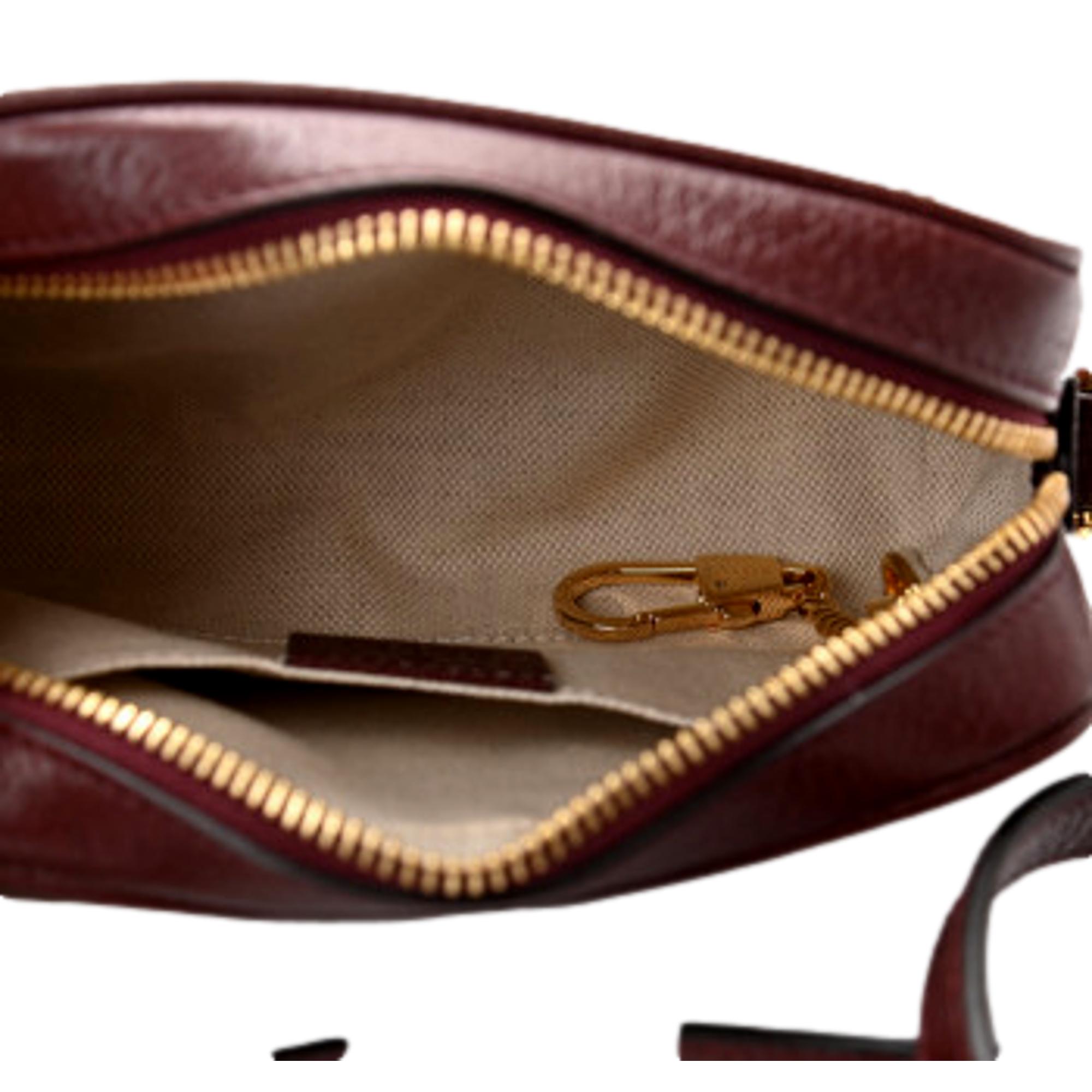 Gucci GG Monogram Web Mini Ophidia Shoulder Bag Sahara Rubino Burgundy