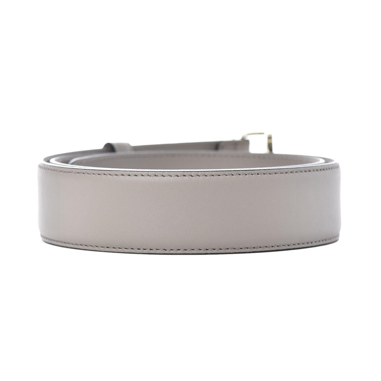 Gucci Storm Grey Leather Interlocking GG Buckle 95/38 Belt