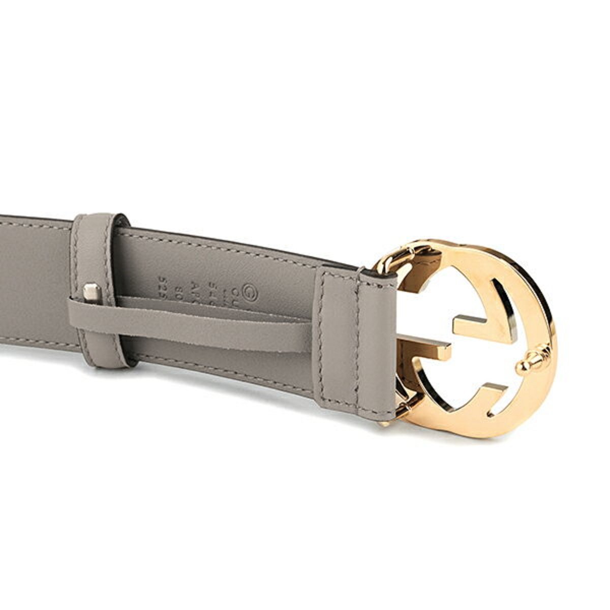 Gucci Storm Grey Leather Interlocking GG Buckle 95/38 Belt